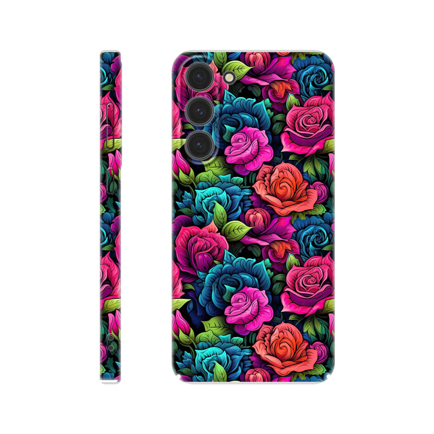slim phone case with colorful roses all over print