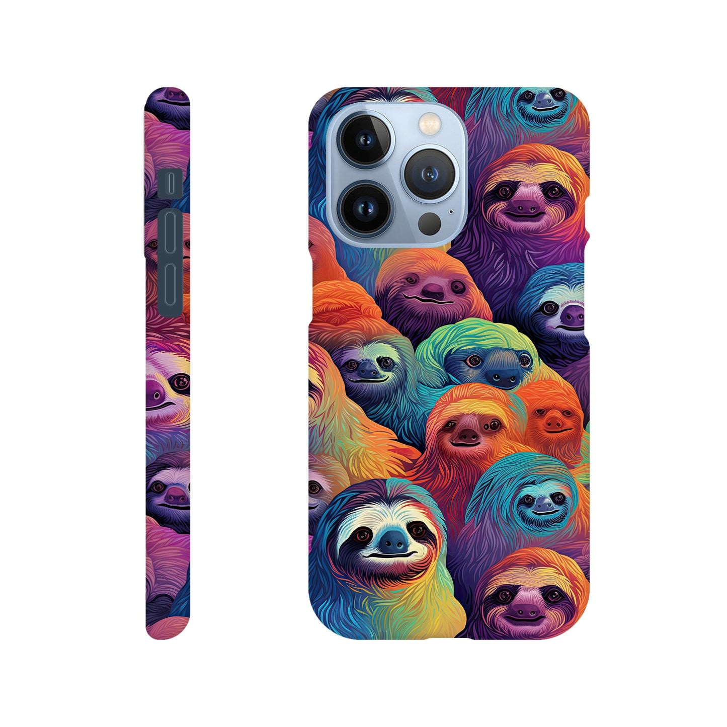 Slothful Delight: Multicolored Slim Phone Case for the Stylish and Playful