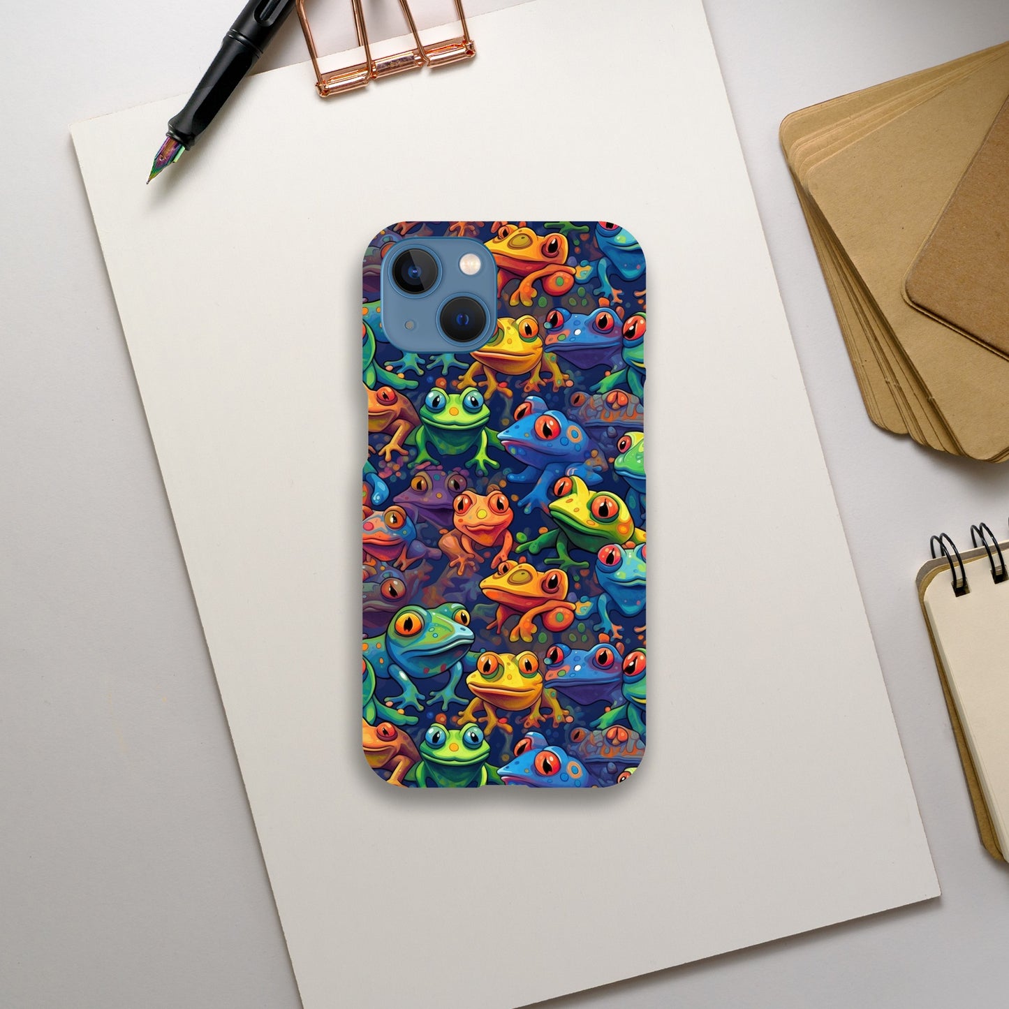 Leap into Colorful Adventures: Slim Phone Case with Playful Frog Pattern