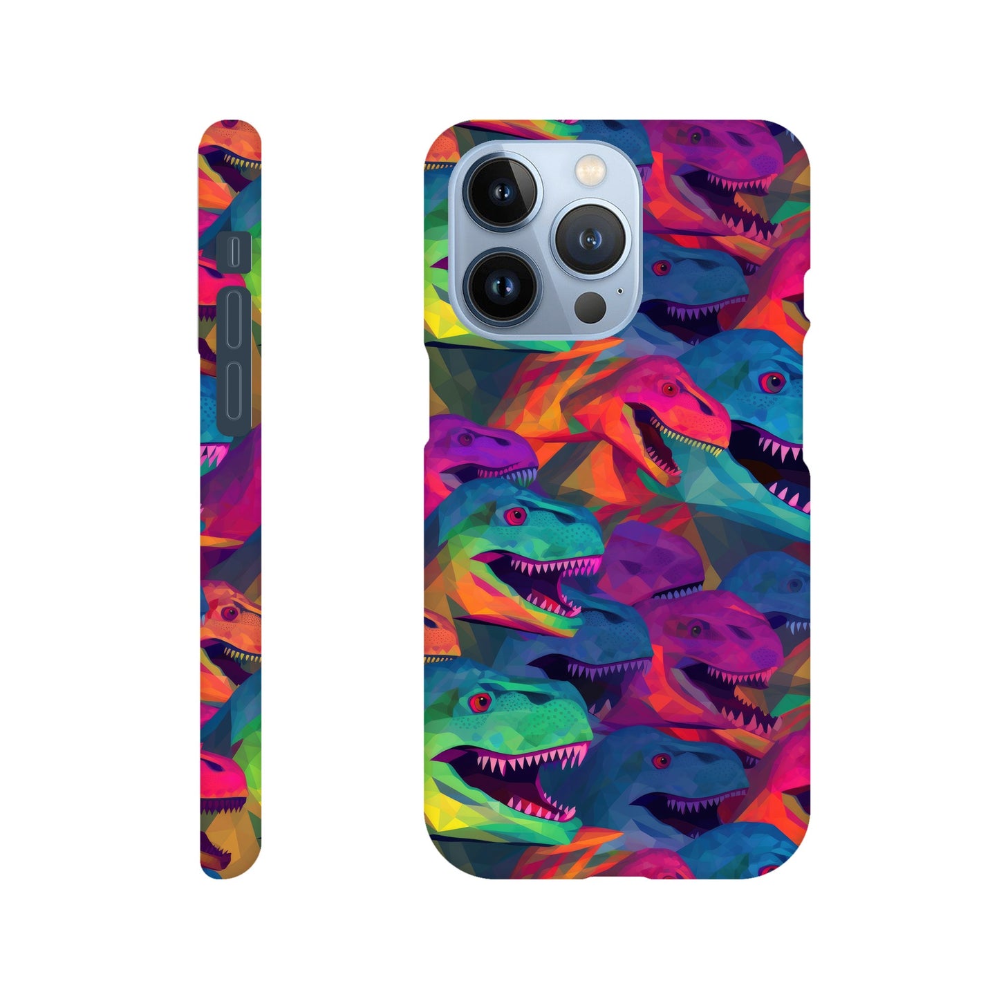 DinoVibe: Slim Phone Case with Colorful T-Rex Pattern - Unleash Playful Protection!