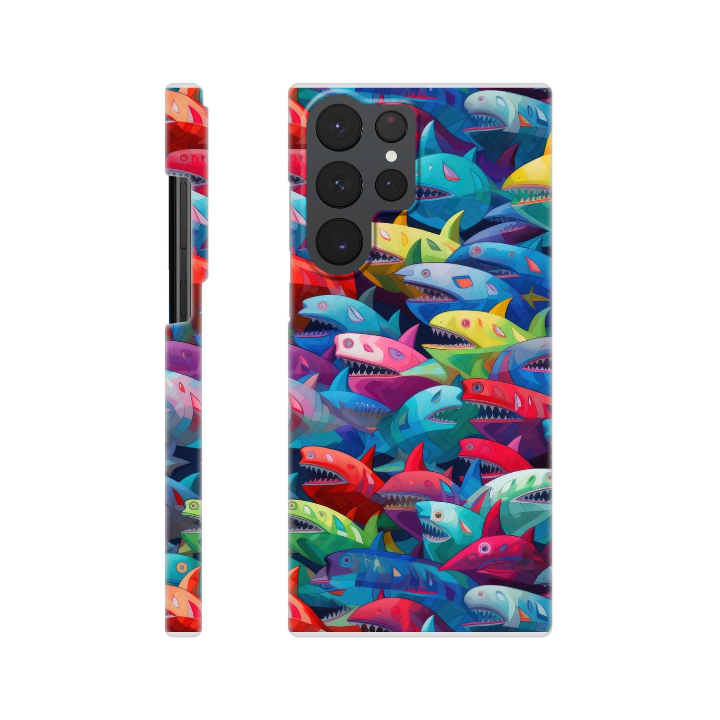 Vibrant Sharks: Slim Multicolored Phone Case - Protect and Flaunt in Style!