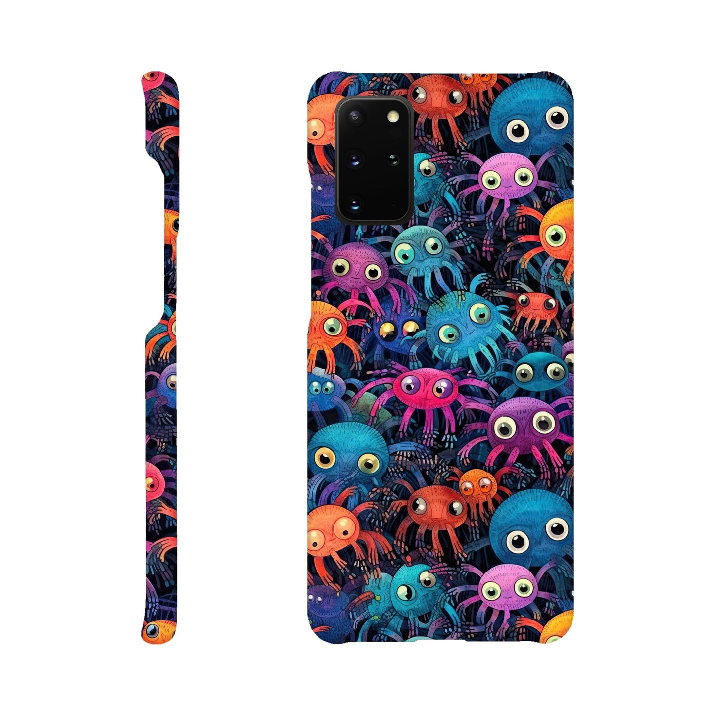 Vibrant Arachnid Elegance: Slim Phone Case with Colorful Hairy Spiders Pattern