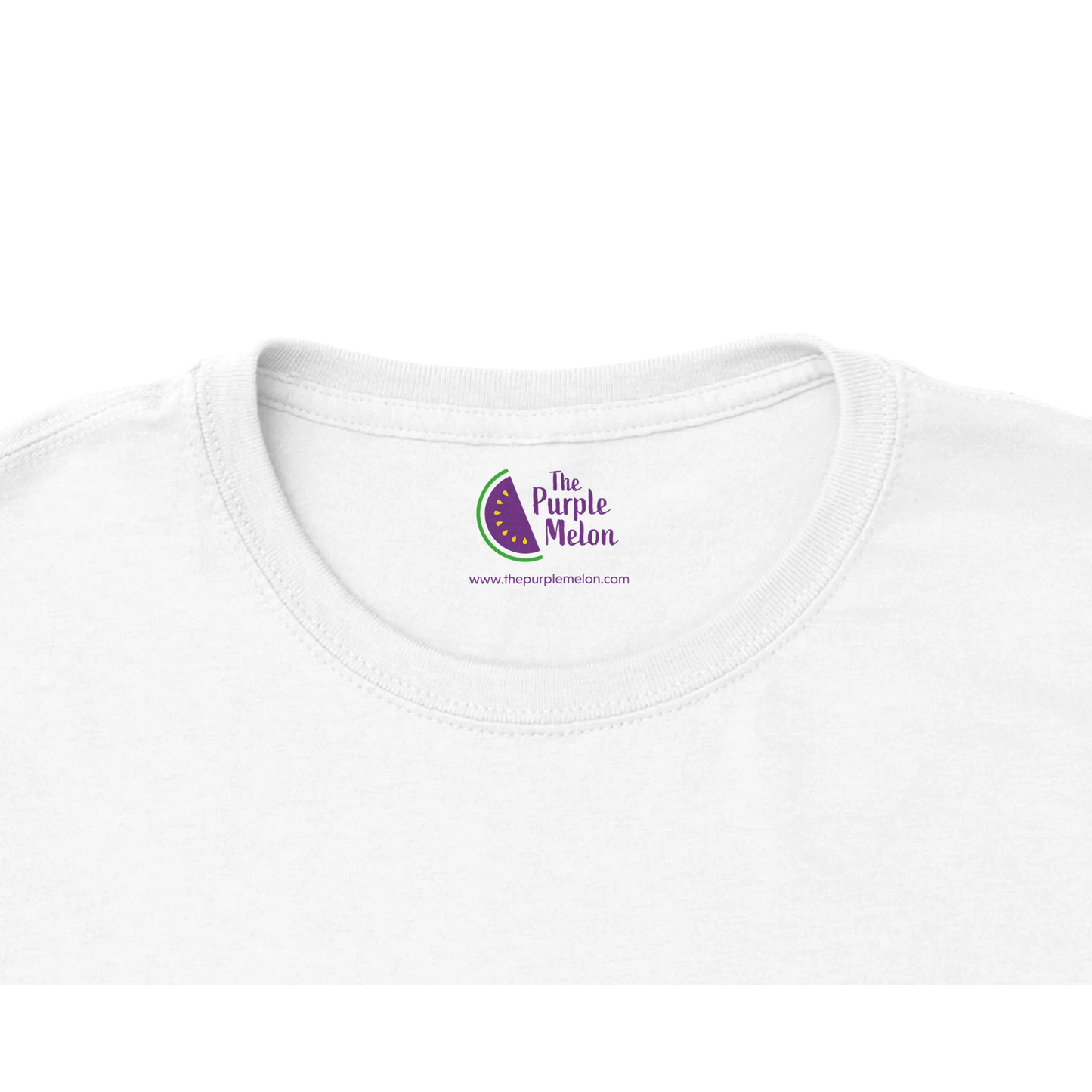 The Purple Melon logo neck label