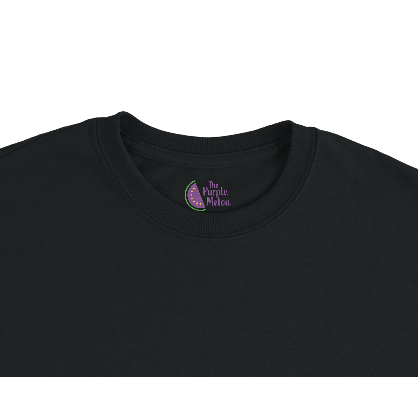 The Purple Melon logo neck label