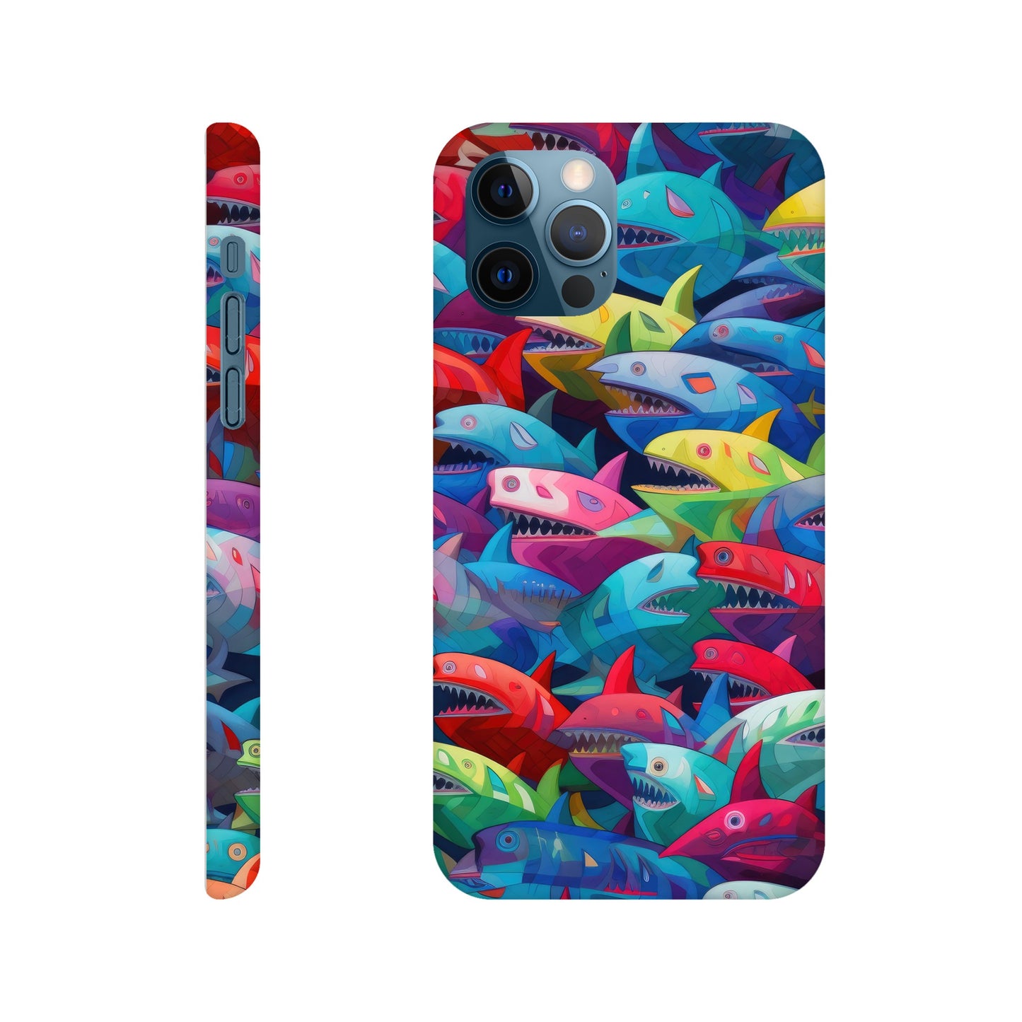 Vibrant Sharks: Slim Multicolored Phone Case - Protect and Flaunt in Style!