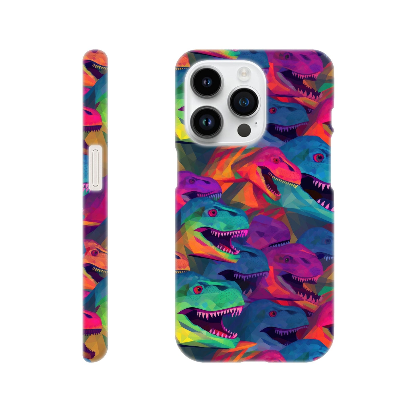 DinoVibe: Slim Phone Case with Colorful T-Rex Pattern - Unleash Playful Protection!