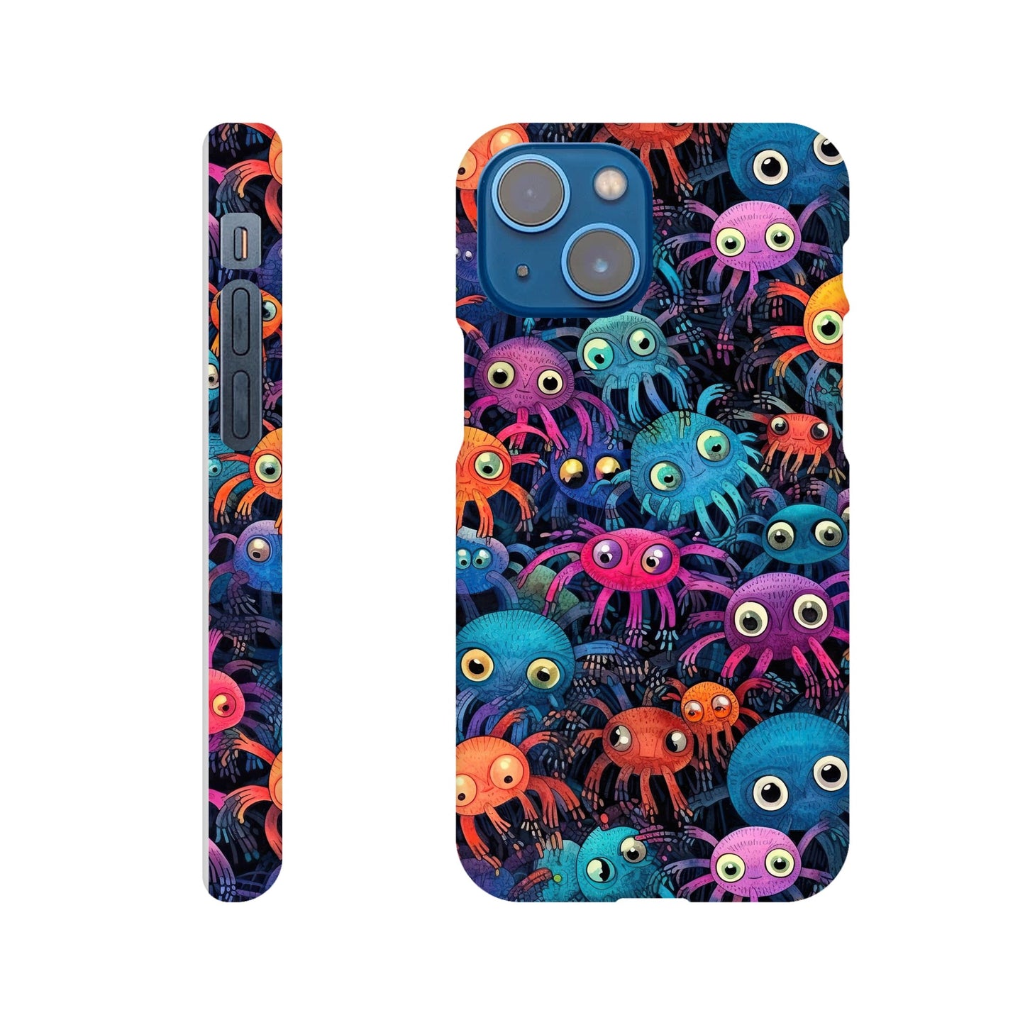Vibrant Arachnid Elegance: Slim Phone Case with Colorful Hairy Spiders Pattern