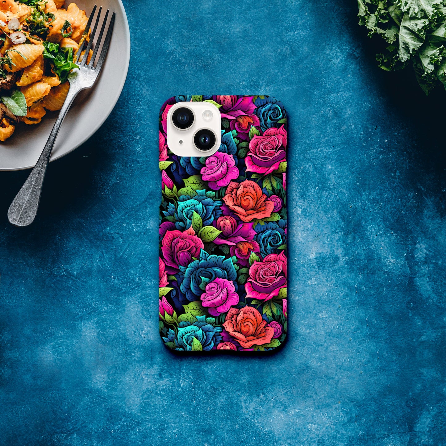 slim phone case with colorful roses all over print