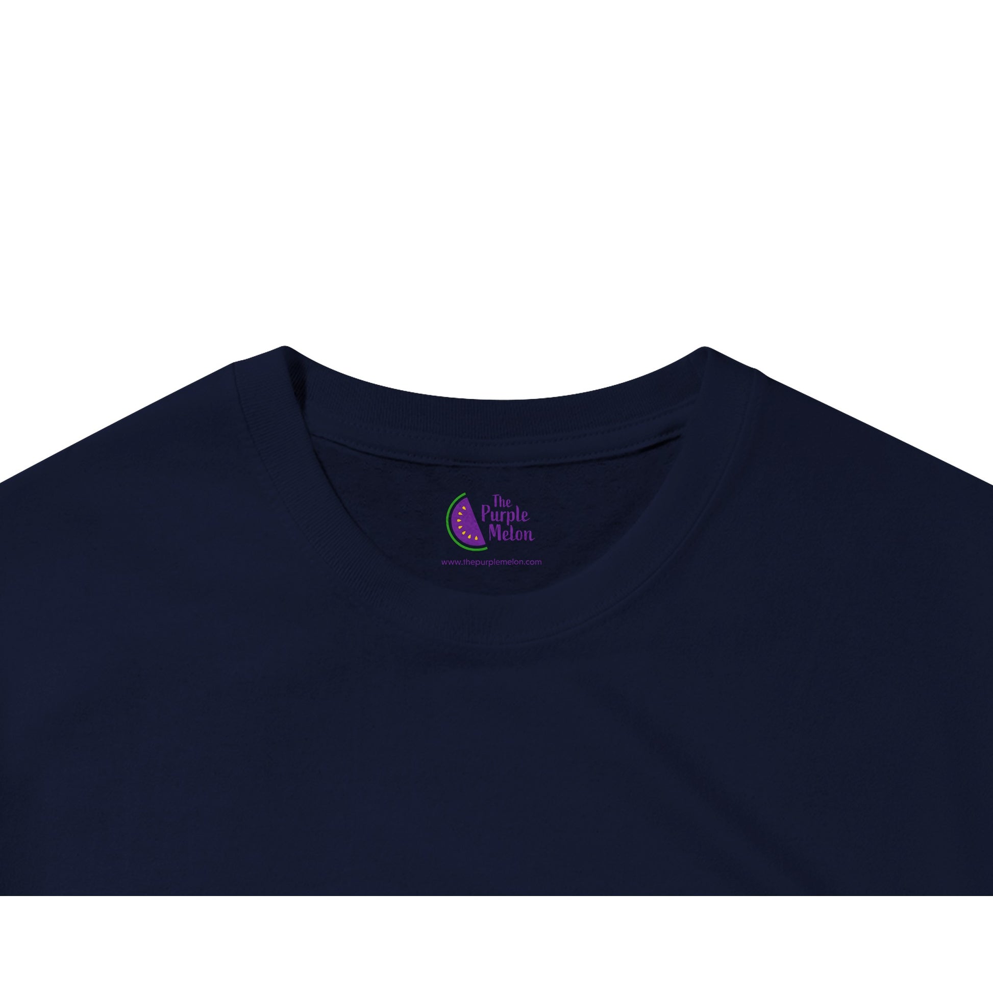The Purple Melon logo t-shirt neck label