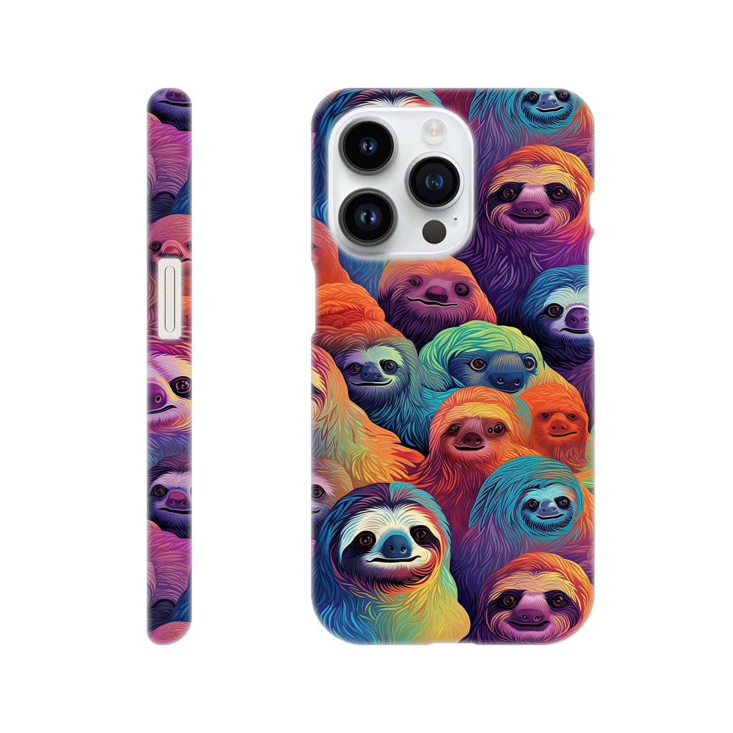 Slothful Delight: Multicolored Slim Phone Case for the Stylish and Playful