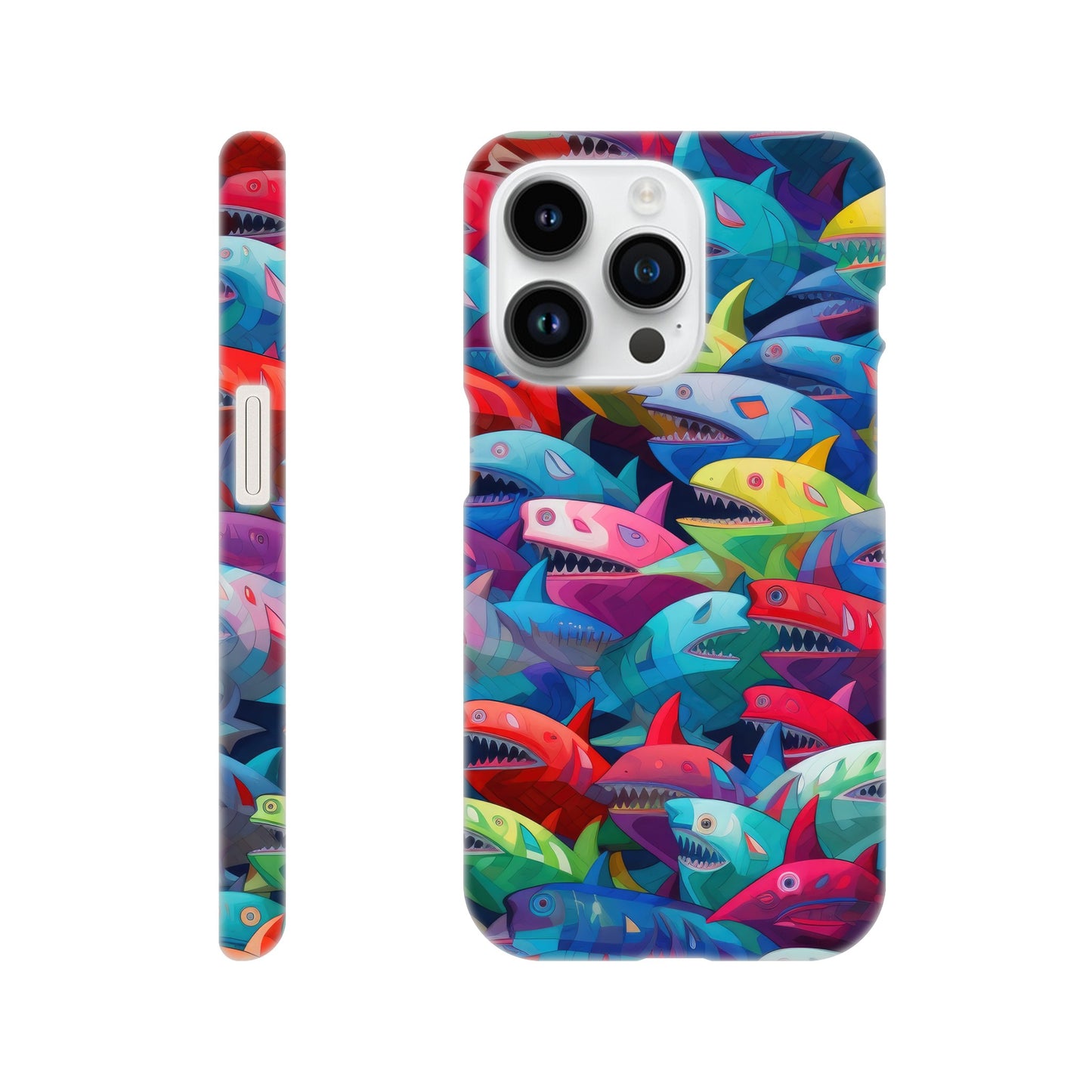 Vibrant Sharks: Slim Multicolored Phone Case - Protect and Flaunt in Style!