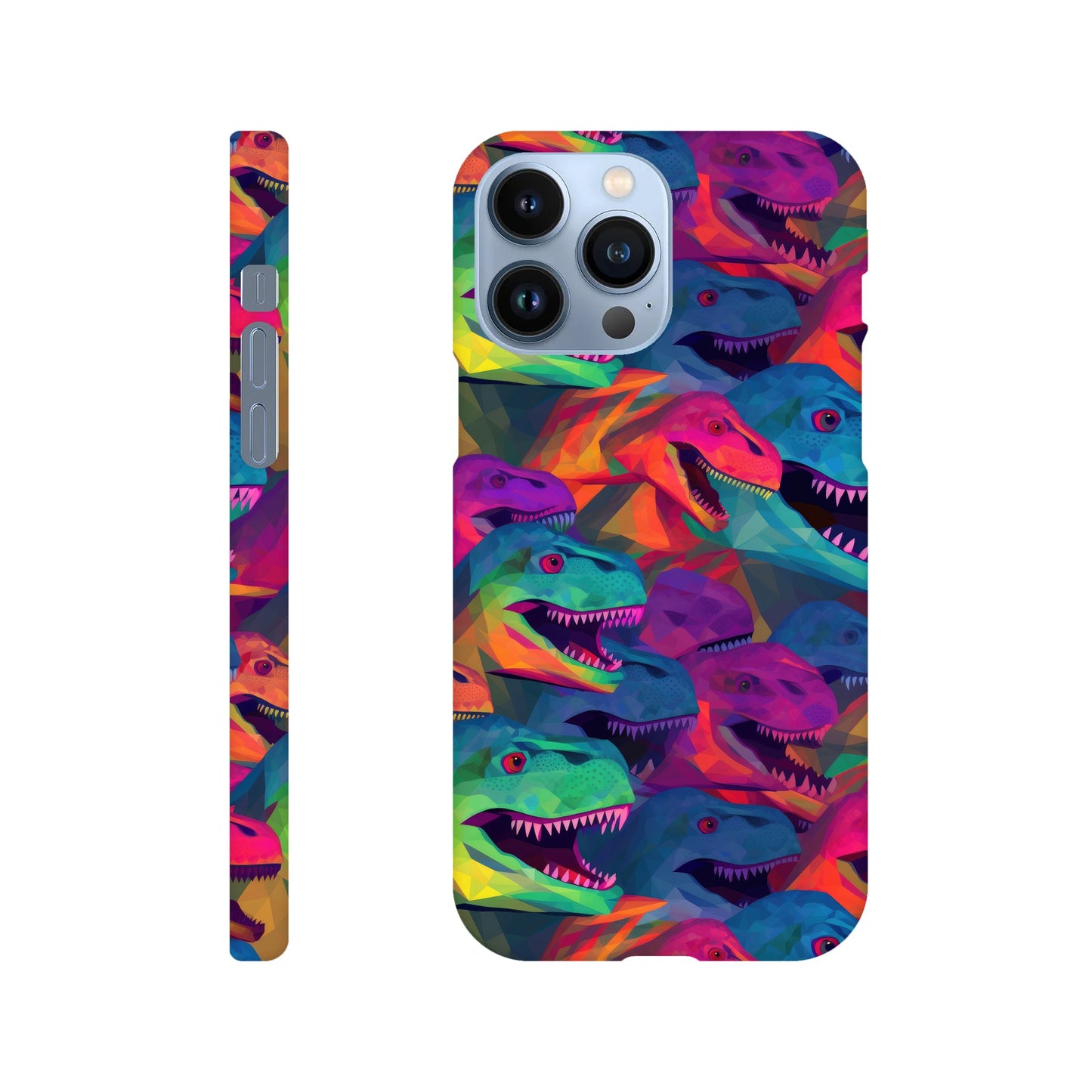 DinoVibe: Slim Phone Case with Colorful T-Rex Pattern - Unleash Playful Protection!