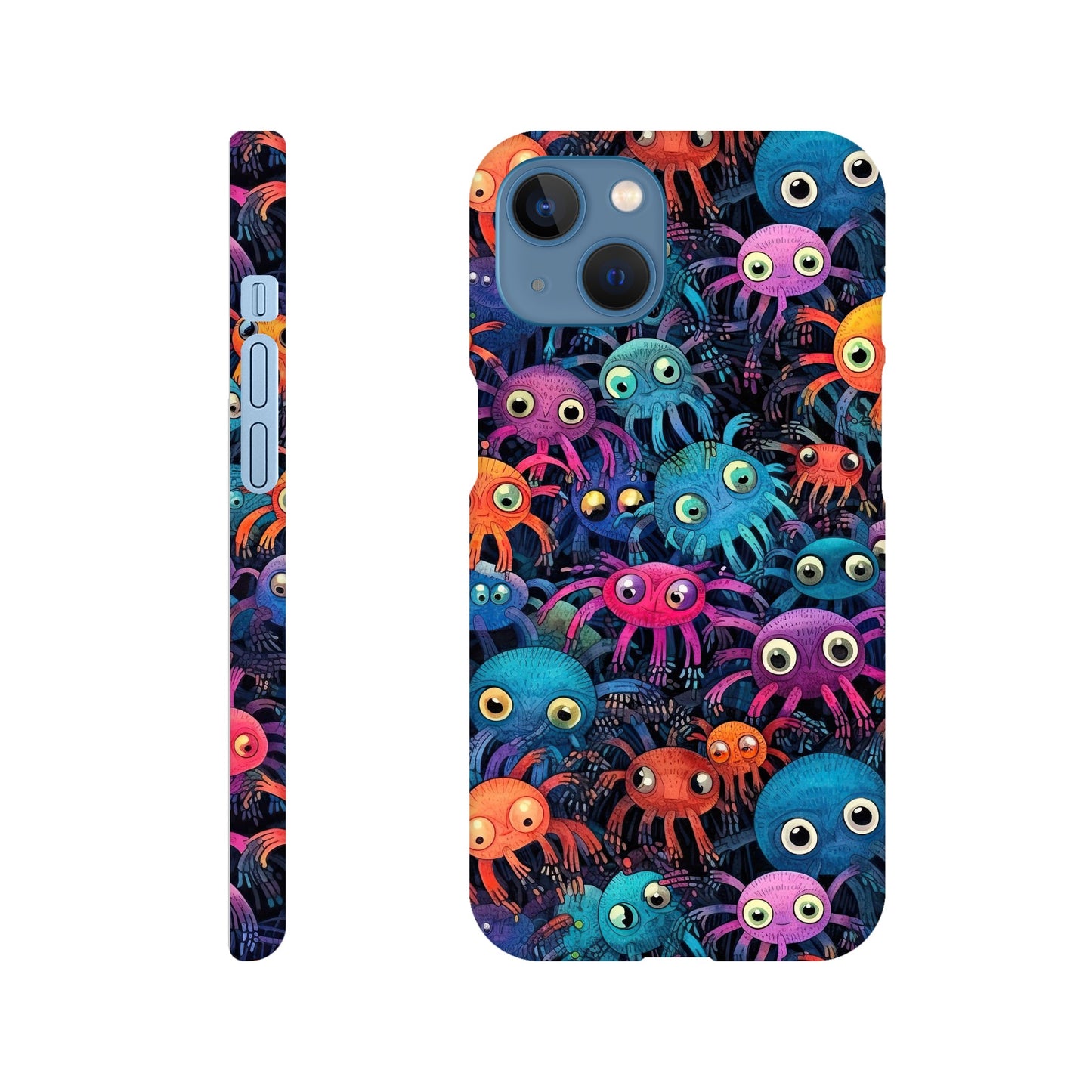 Vibrant Arachnid Elegance: Slim Phone Case with Colorful Hairy Spiders Pattern