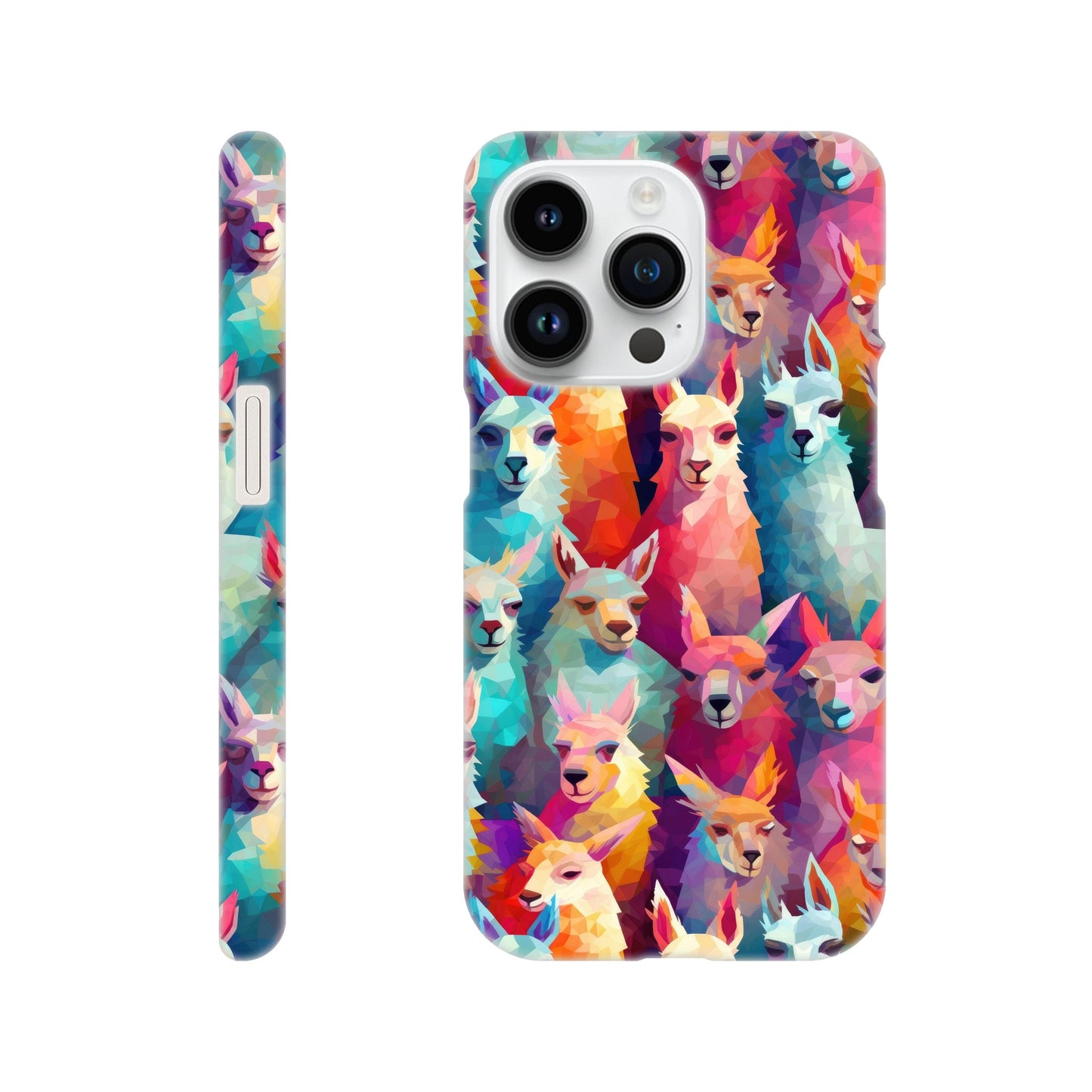 Vibrant Llama Delight: Slim Phone Case with Colorful Llama Pattern