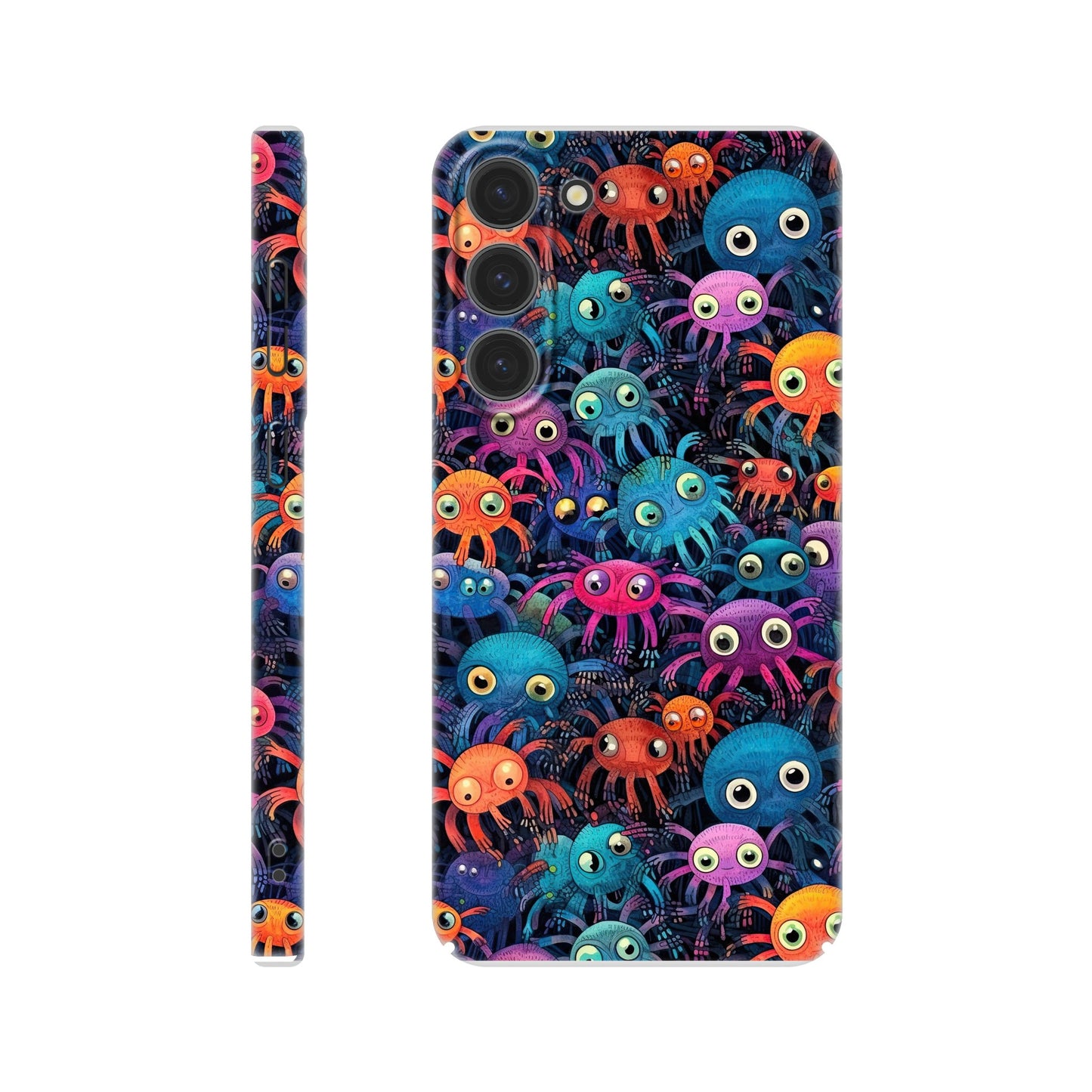 Vibrant Arachnid Elegance: Slim Phone Case with Colorful Hairy Spiders Pattern