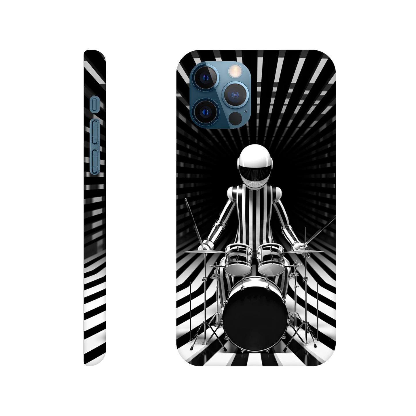 Galactic Grooves: Op-art Spaceman Drummer Slim Phone Case - Elevate Your Style to Cosmic Heights!