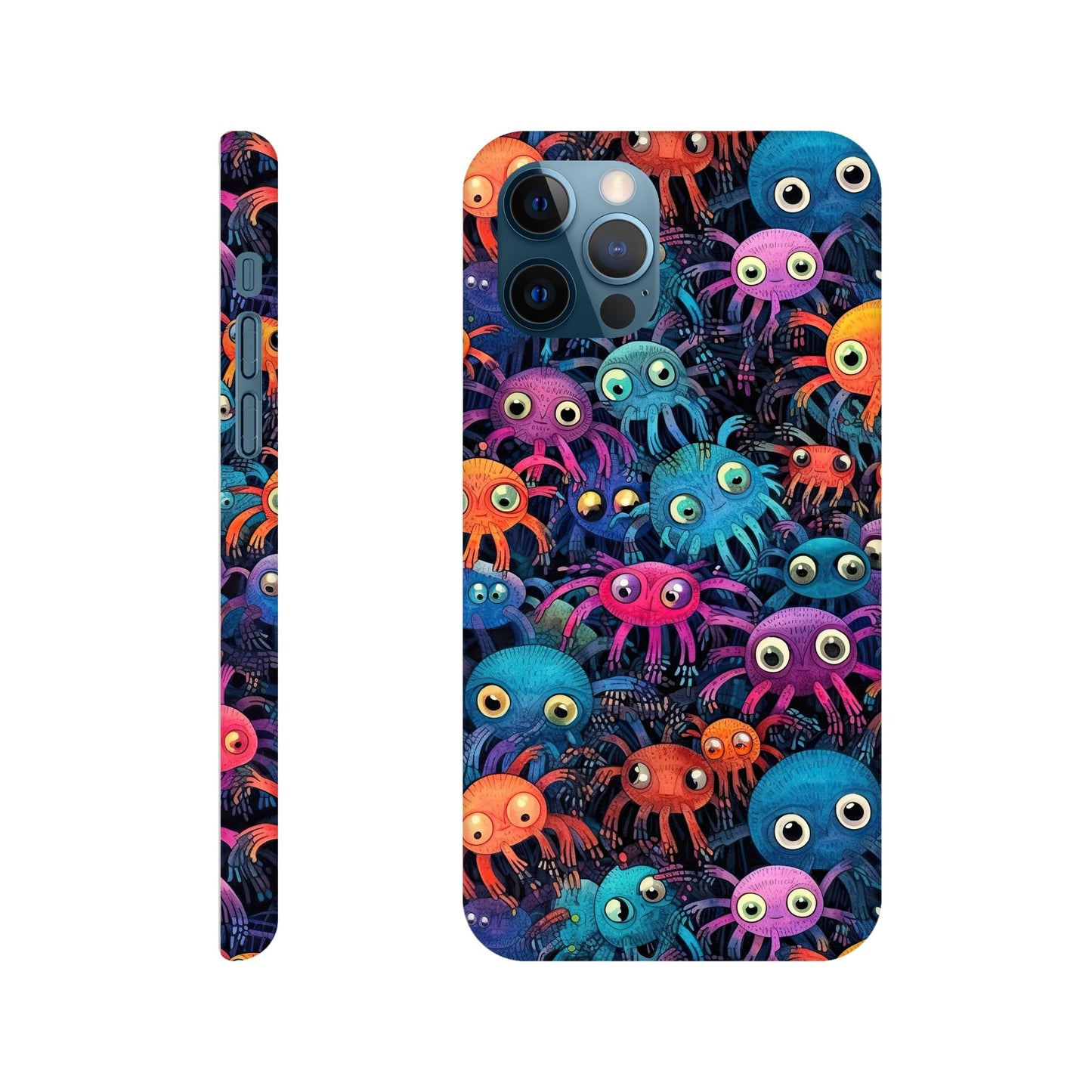 Vibrant Arachnid Elegance: Slim Phone Case with Colorful Hairy Spiders Pattern