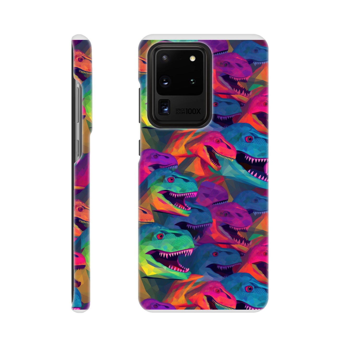 DinoVibe: Slim Phone Case with Colorful T-Rex Pattern - Unleash Playful Protection!