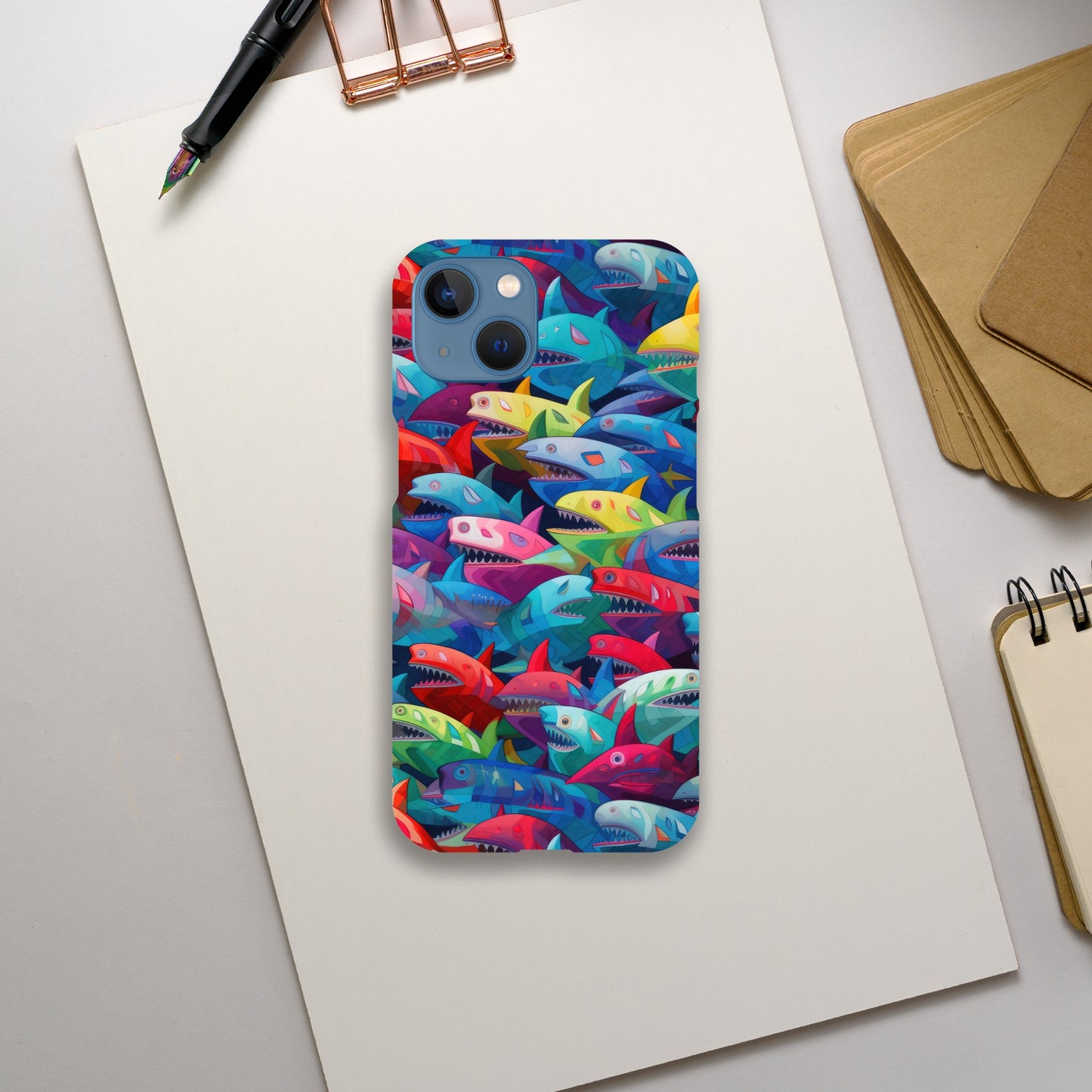 Vibrant Sharks: Slim Multicolored Phone Case - Protect and Flaunt in Style!
