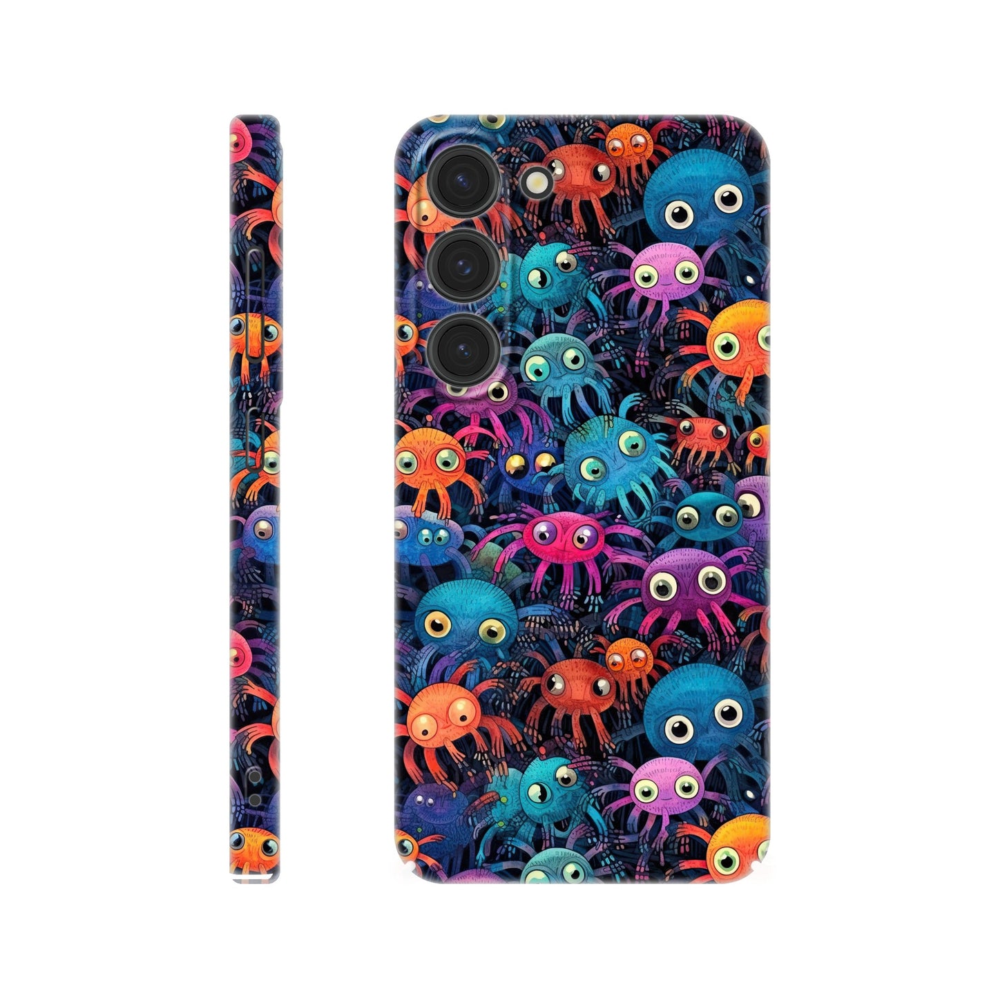 Vibrant Arachnid Elegance: Slim Phone Case with Colorful Hairy Spiders Pattern