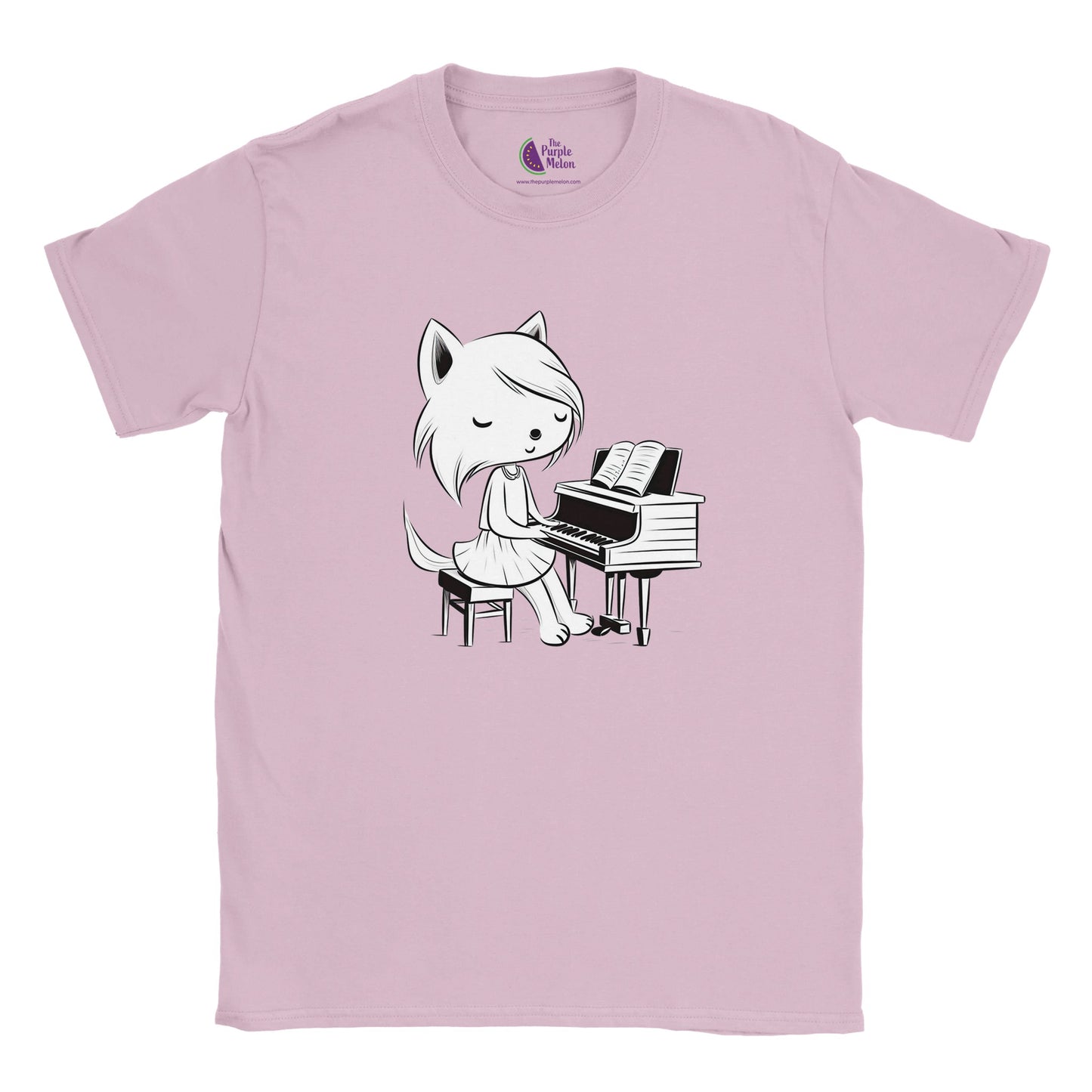 pink kids t-shirt with cute fox playing the piano print