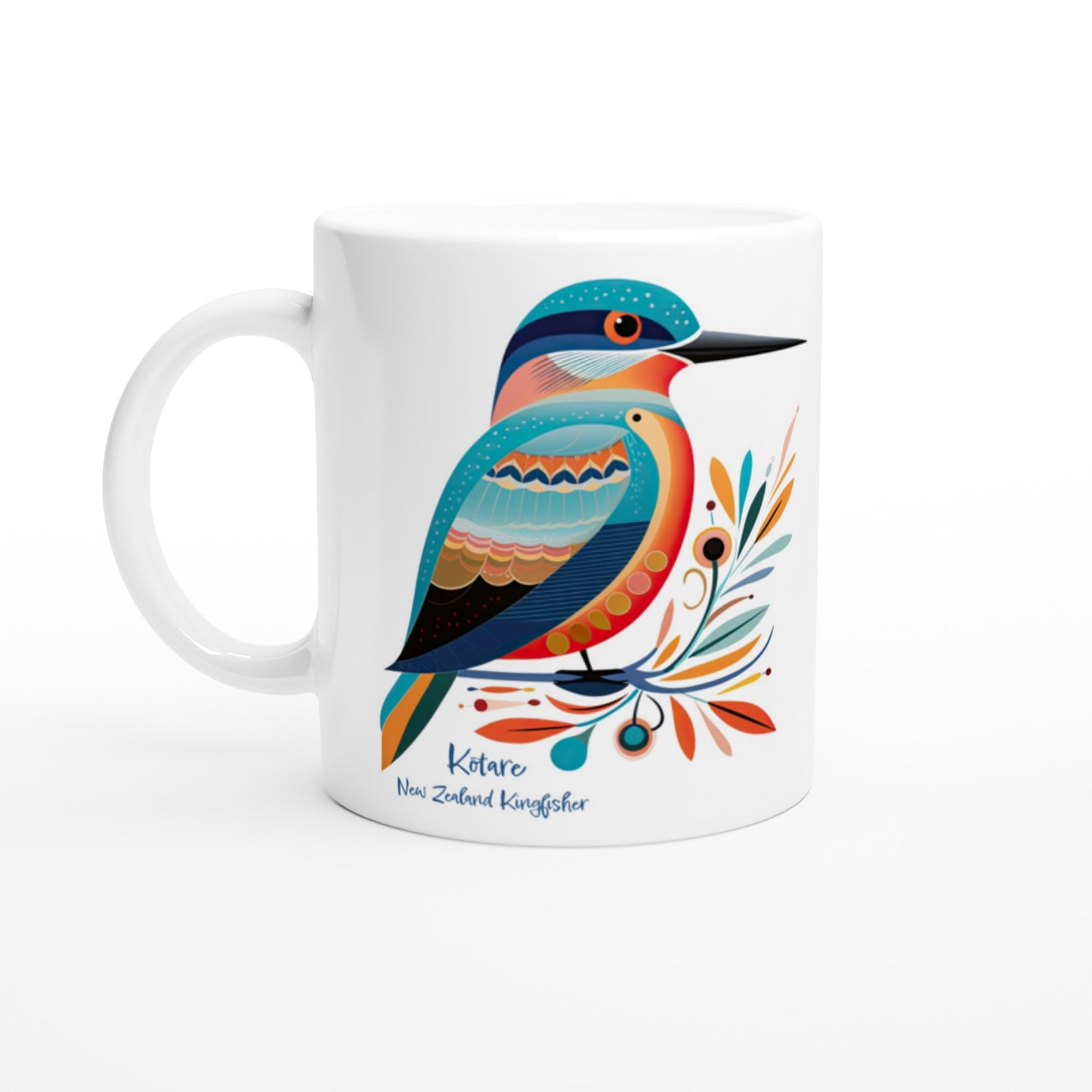 11oz mug with New Zealand's Kingfisher, Kotare print