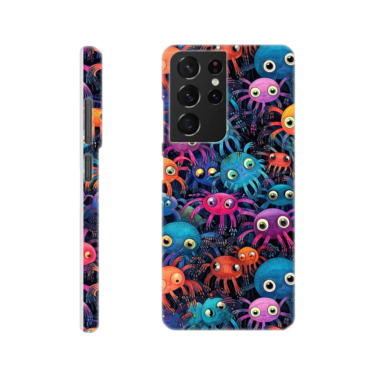 Vibrant Arachnid Elegance: Slim Phone Case with Colorful Hairy Spiders Pattern