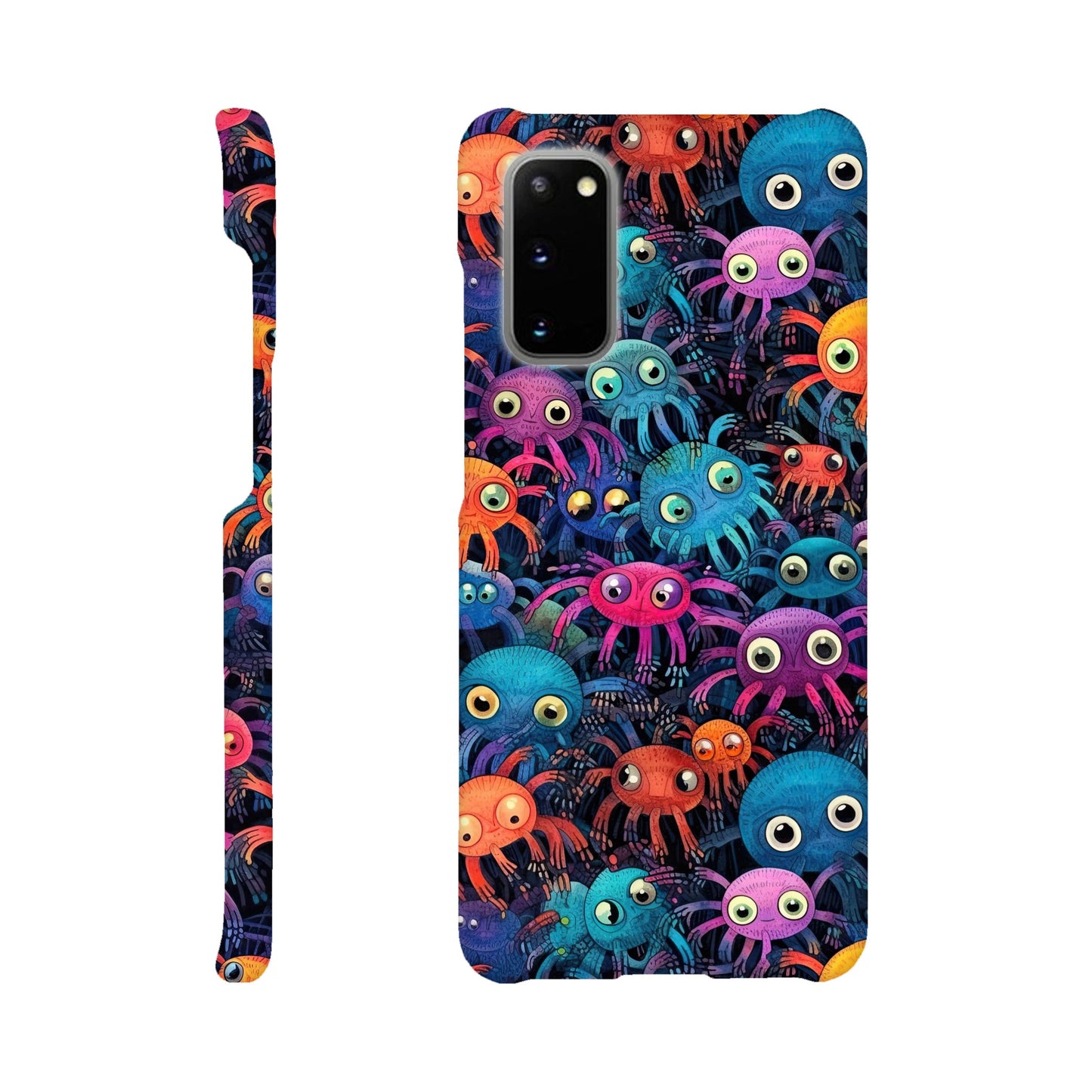 Vibrant Arachnid Elegance: Slim Phone Case with Colorful Hairy Spiders Pattern