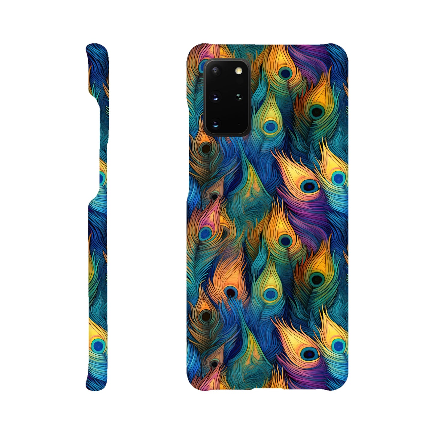 Feathered Elegance: All-Over Peacock Feather Slim Phone Case for Android and Apple