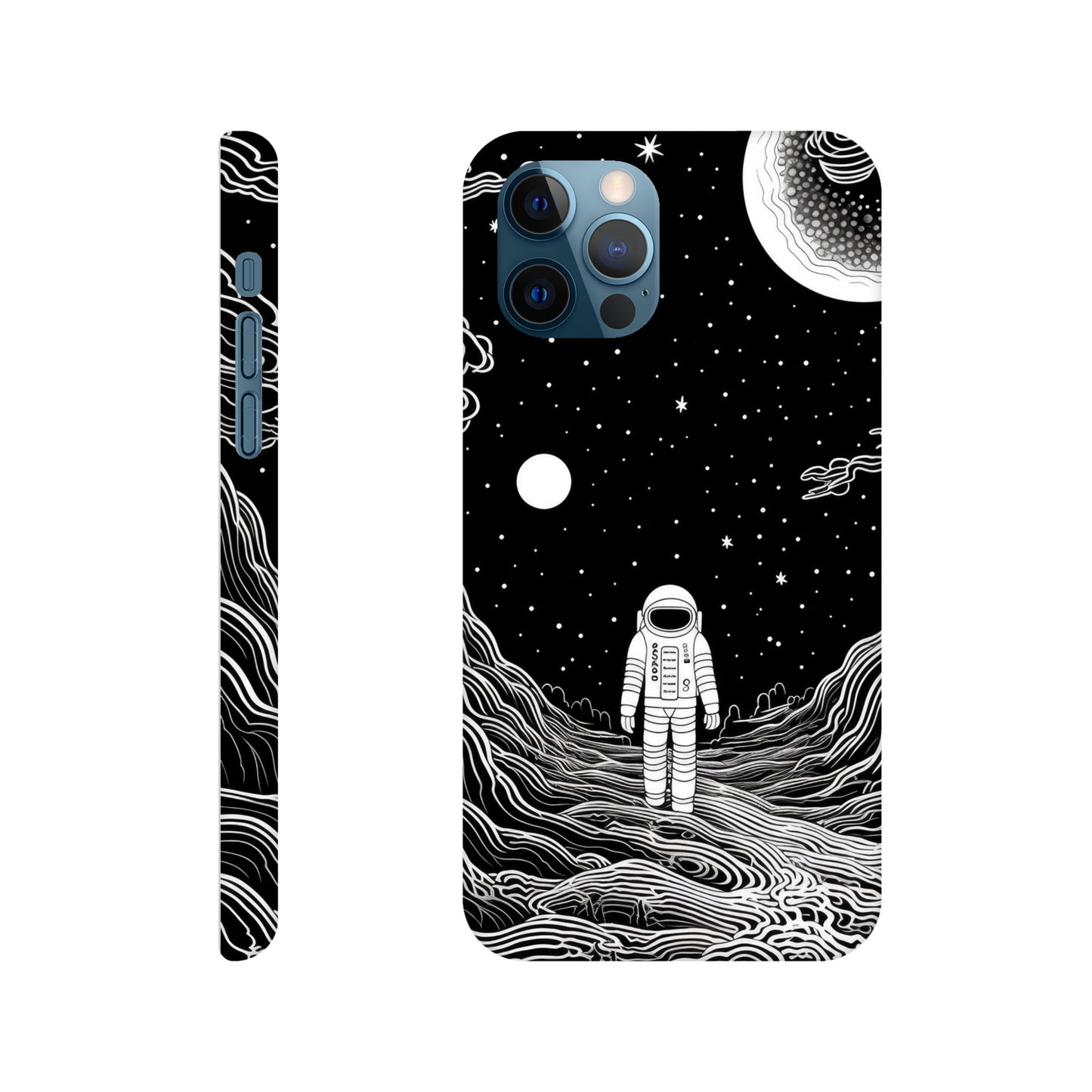 black and white slim spaceman phone case