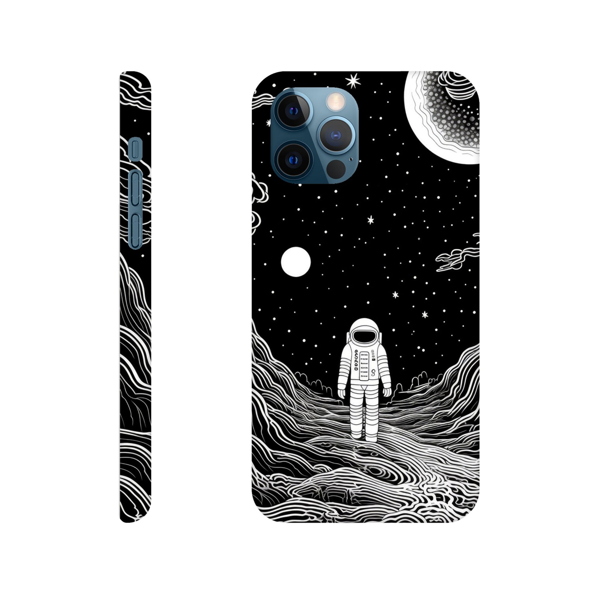 black and white slim spaceman phone case