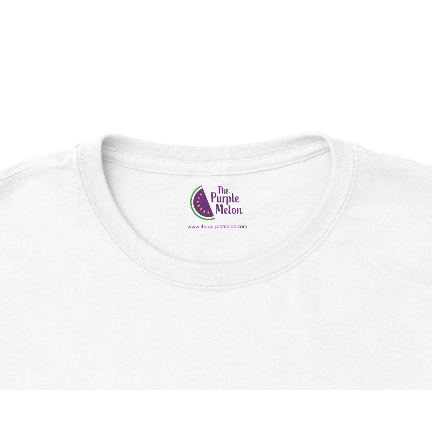 The Purple Melon logo neck label