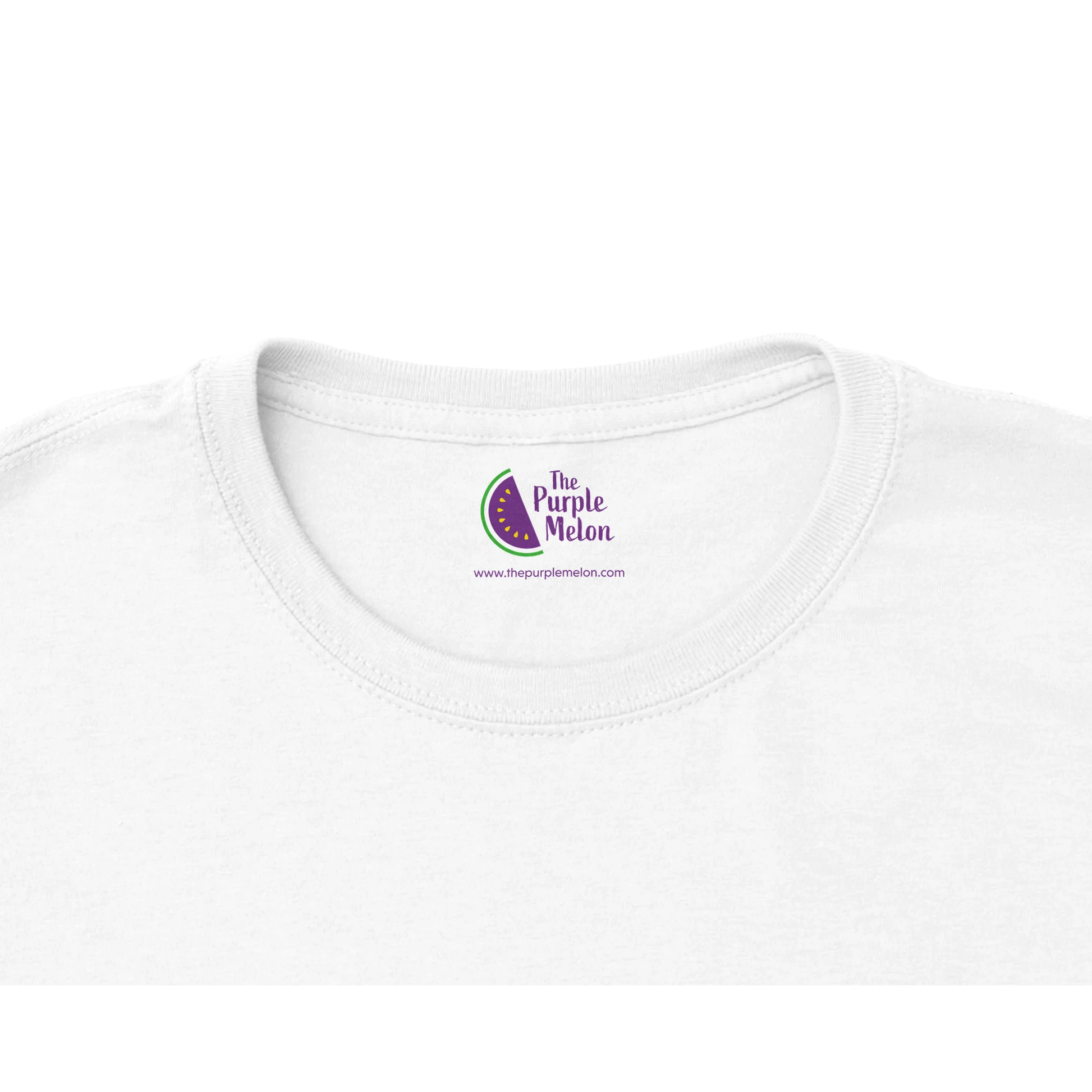 The Purple Melon logo neck label