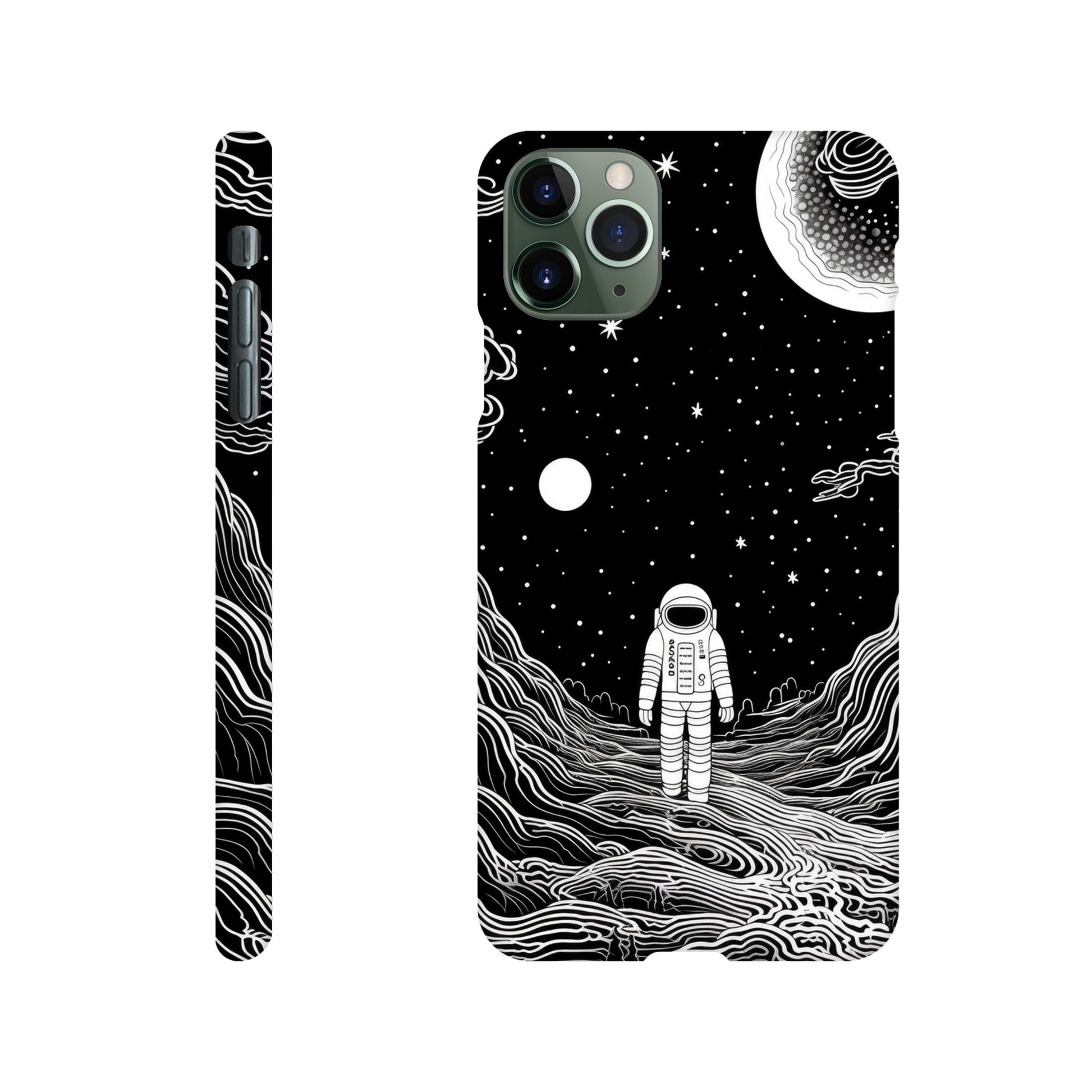 black and white slim spaceman phone case