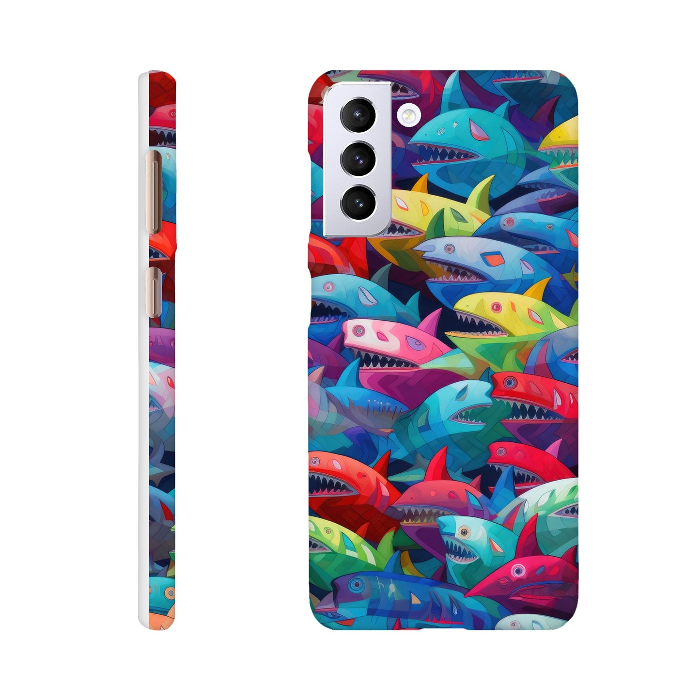 Vibrant Sharks: Slim Multicolored Phone Case - Protect and Flaunt in Style!