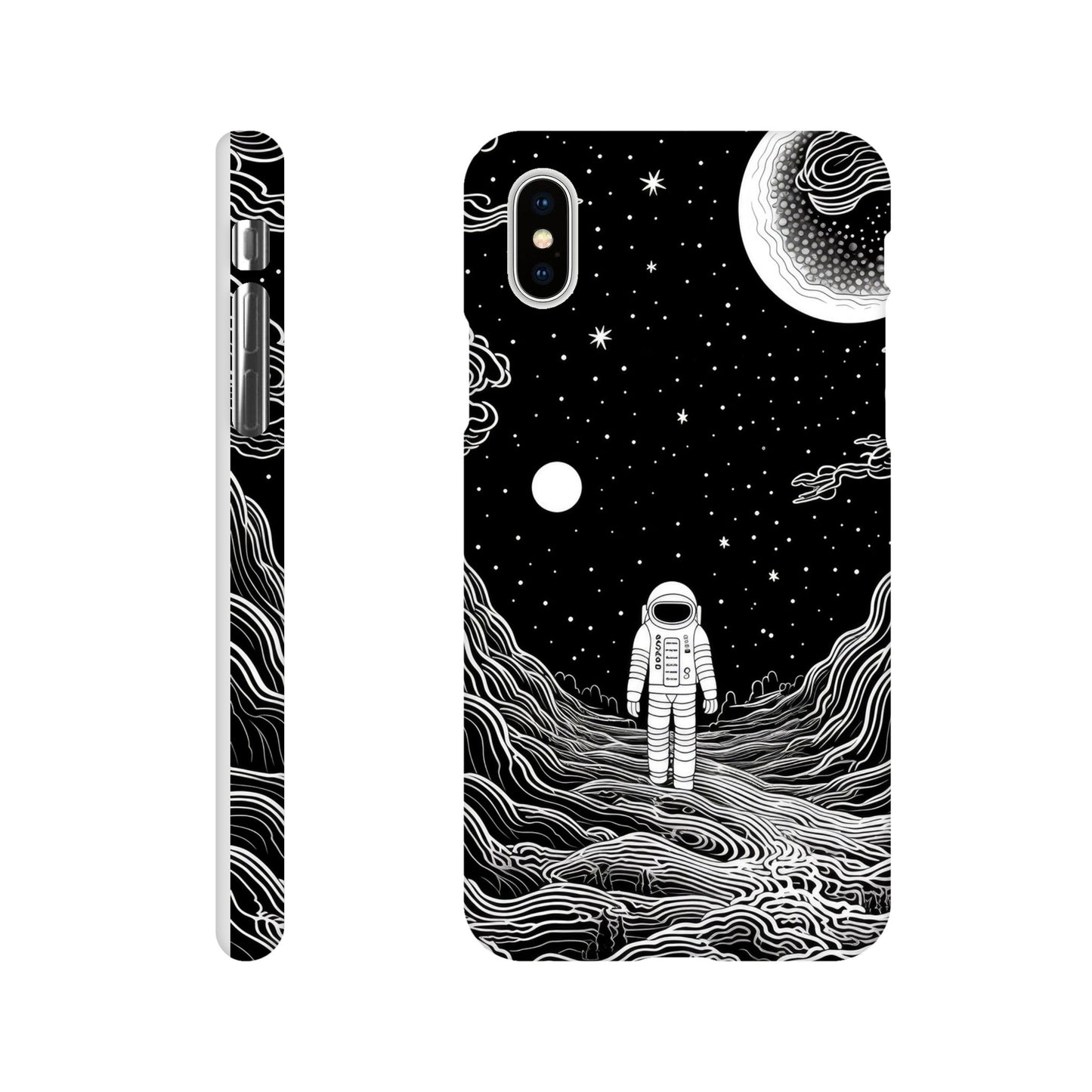 black and white slim spaceman phone case