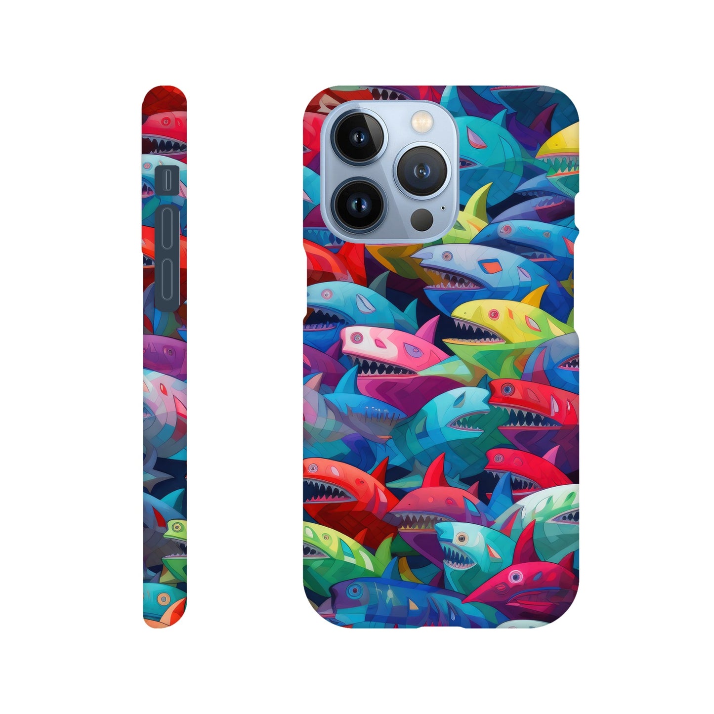 Vibrant Sharks: Slim Multicolored Phone Case - Protect and Flaunt in Style!