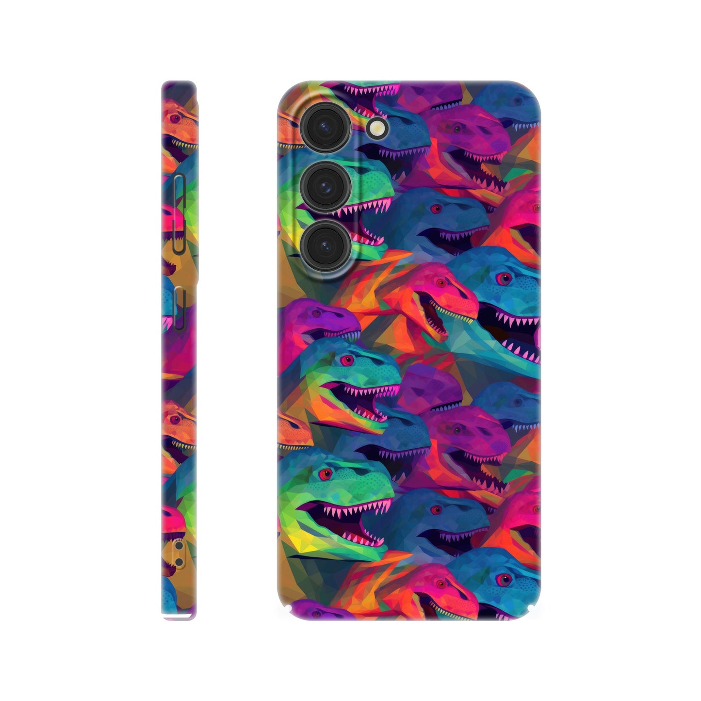 DinoVibe: Slim Phone Case with Colorful T-Rex Pattern - Unleash Playful Protection!