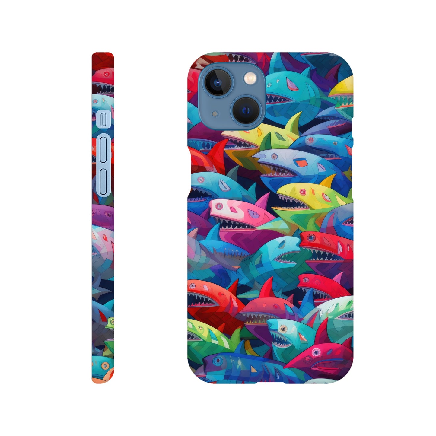 Vibrant Sharks: Slim Multicolored Phone Case - Protect and Flaunt in Style!