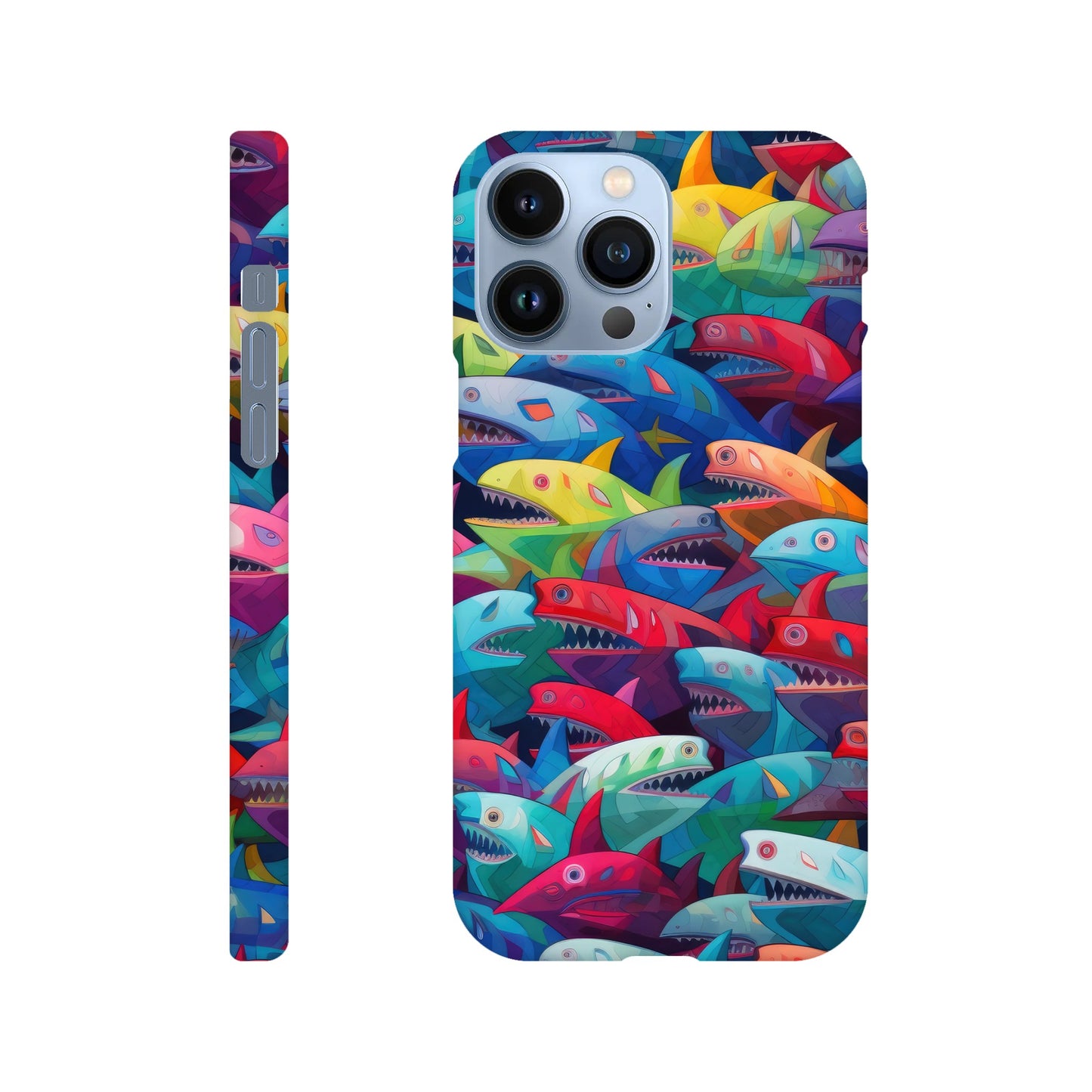 Vibrant Sharks: Slim Multicolored Phone Case - Protect and Flaunt in Style!