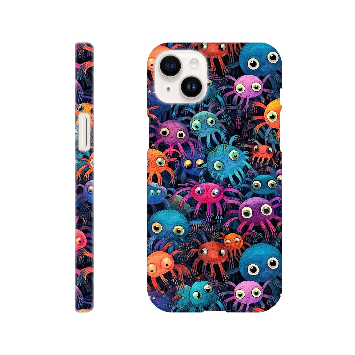 Vibrant Arachnid Elegance: Slim Phone Case with Colorful Hairy Spiders Pattern