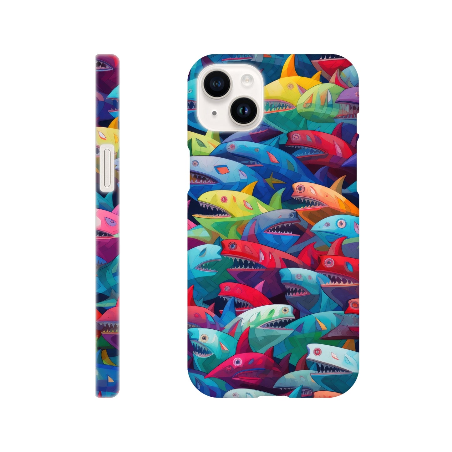 Vibrant Sharks: Slim Multicolored Phone Case - Protect and Flaunt in Style!