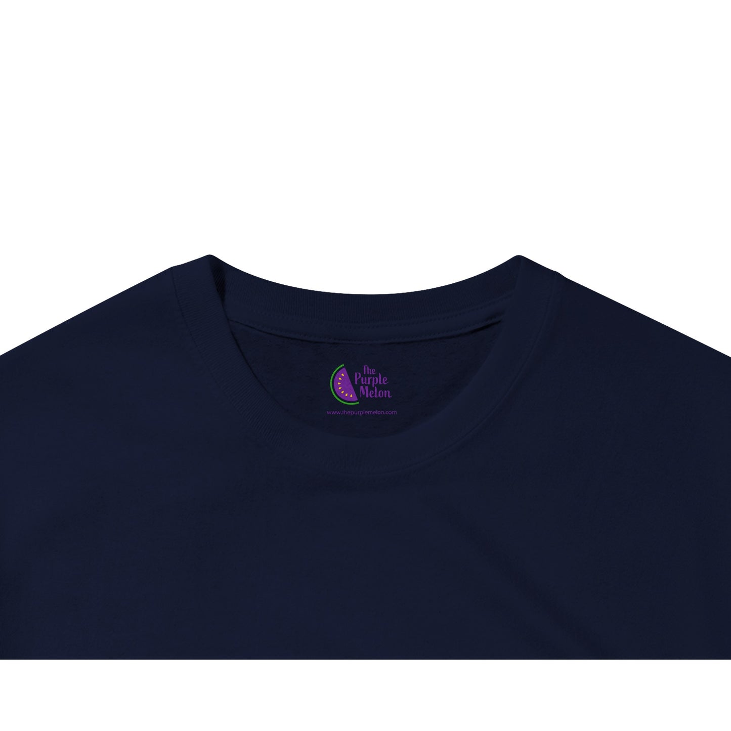 The Purple Melon logo t-shirt neck label