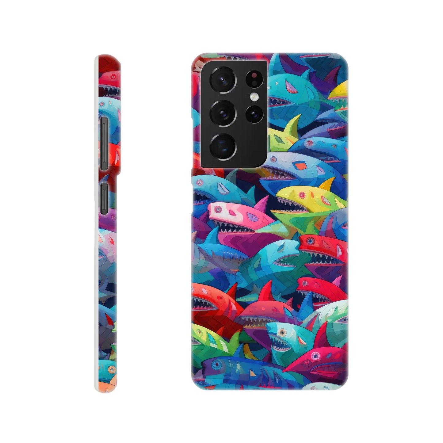 Vibrant Sharks: Slim Multicolored Phone Case - Protect and Flaunt in Style!