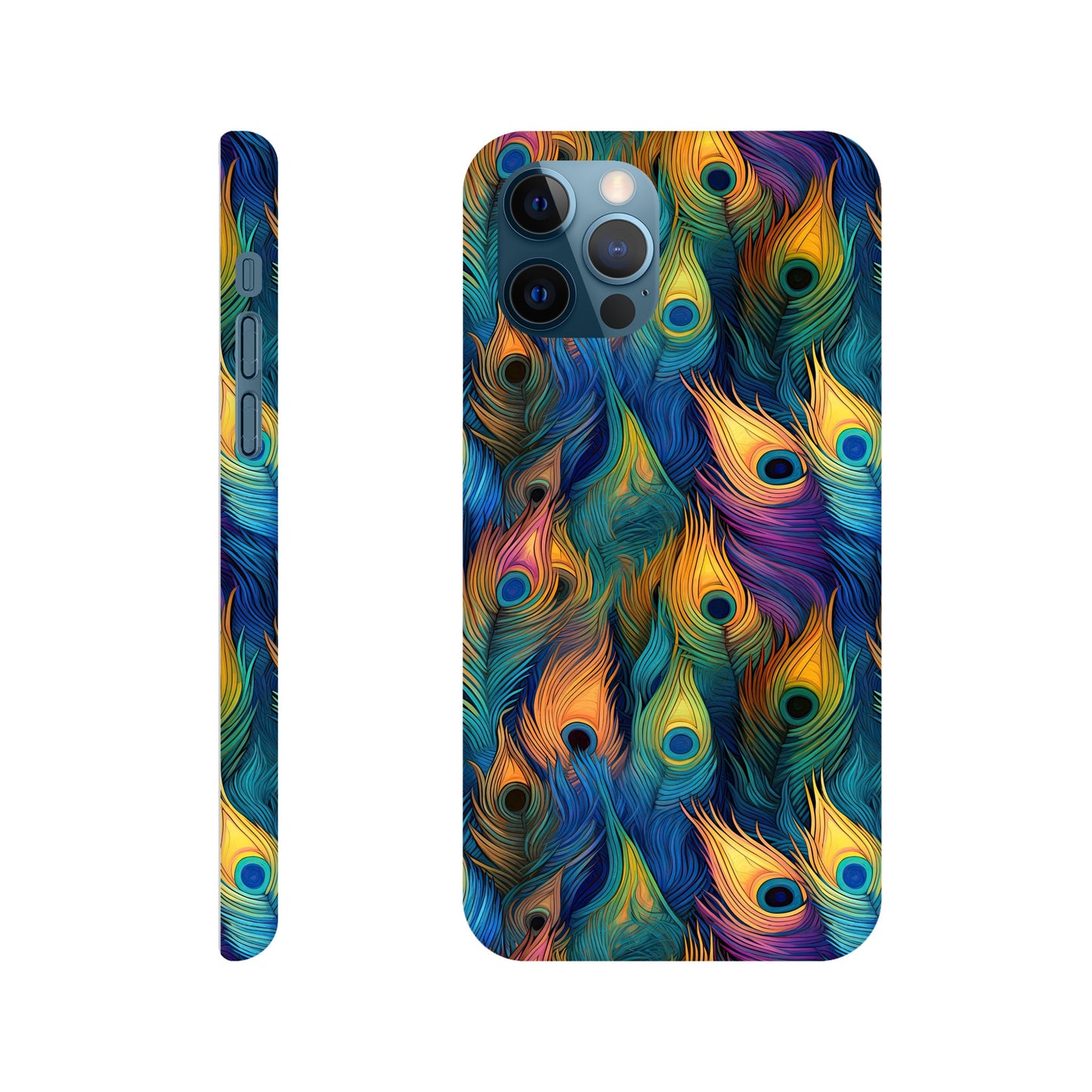 Feathered Elegance: All-Over Peacock Feather Slim Phone Case for Android and Apple