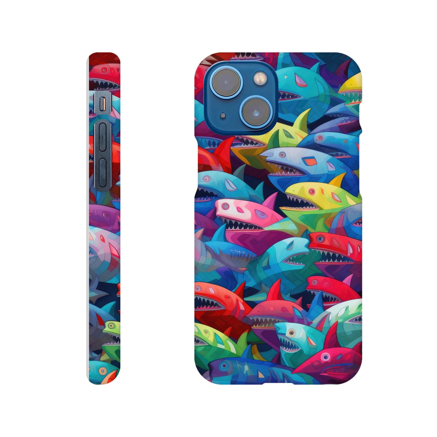Vibrant Sharks: Slim Multicolored Phone Case - Protect and Flaunt in Style!