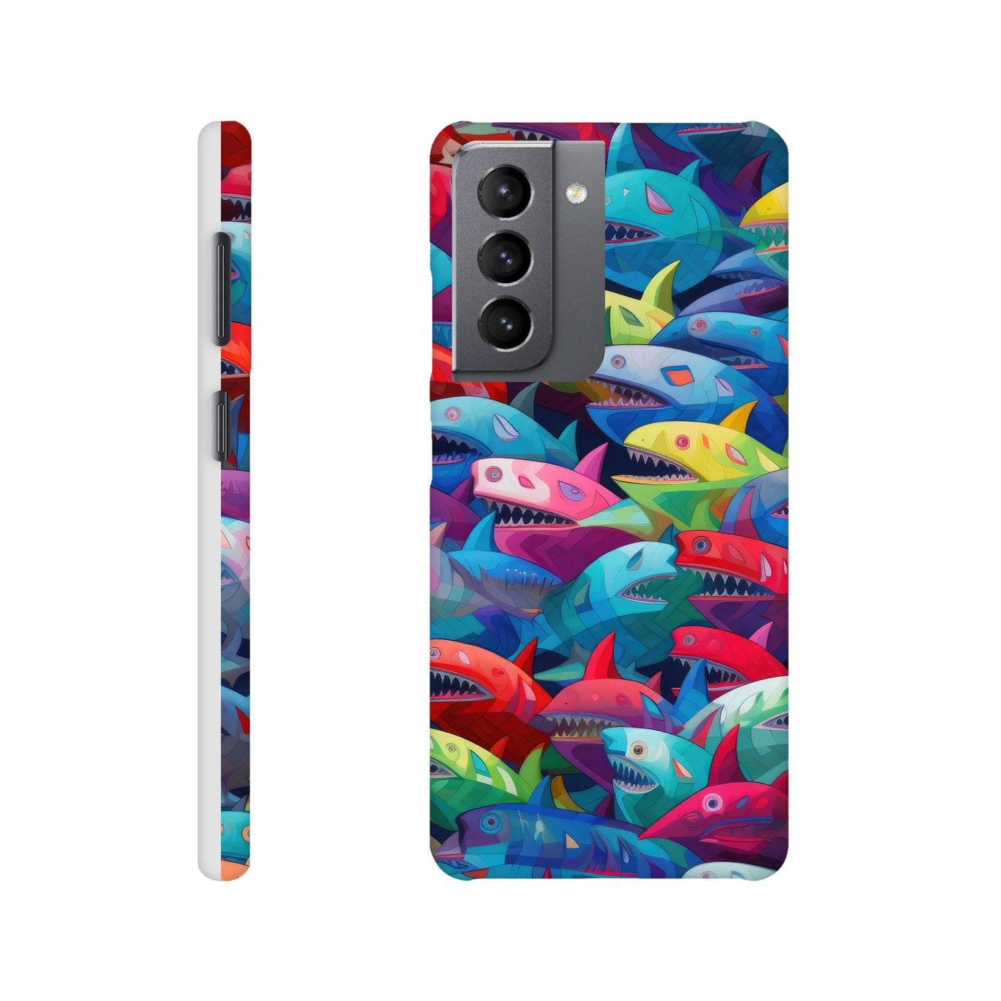 Vibrant Sharks: Slim Multicolored Phone Case - Protect and Flaunt in Style!