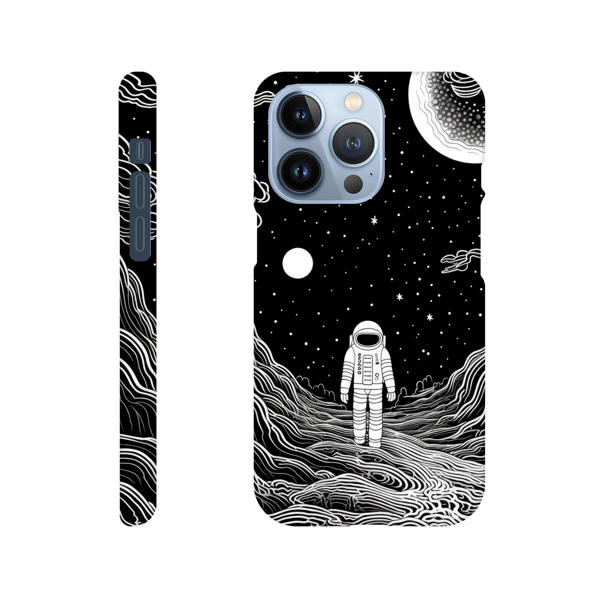 black and white slim spaceman phone case