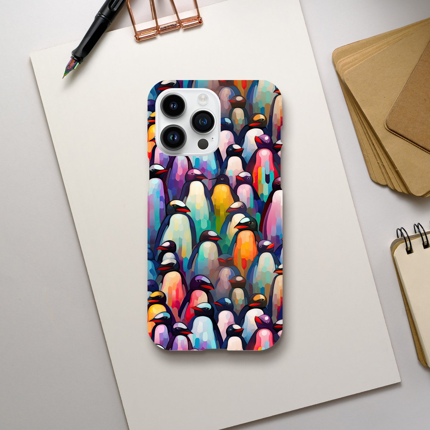 Penguin Paradise: Slim Phone Case with All-Over Penguin Pattern Print
