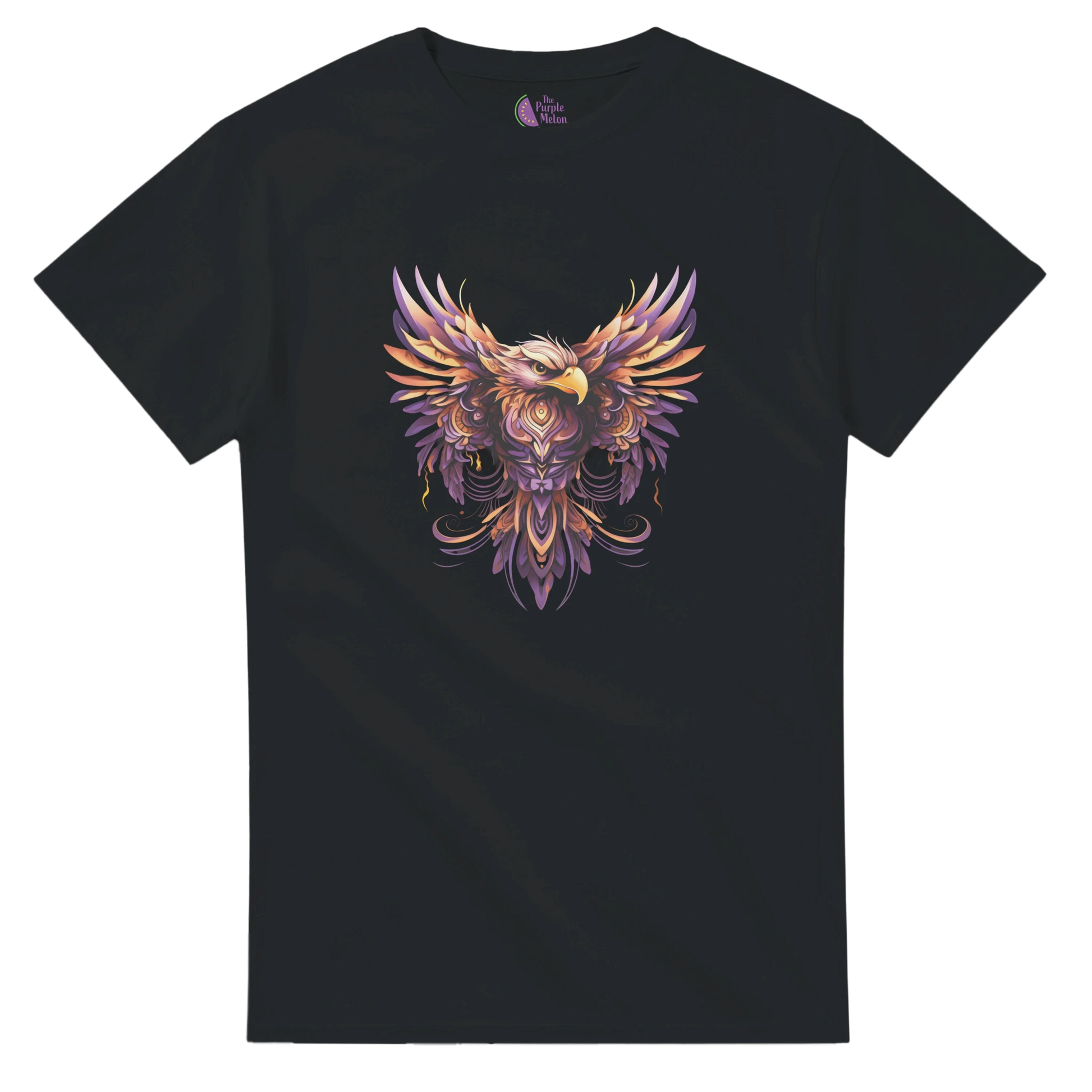 black t-shirt with abstract eagle design